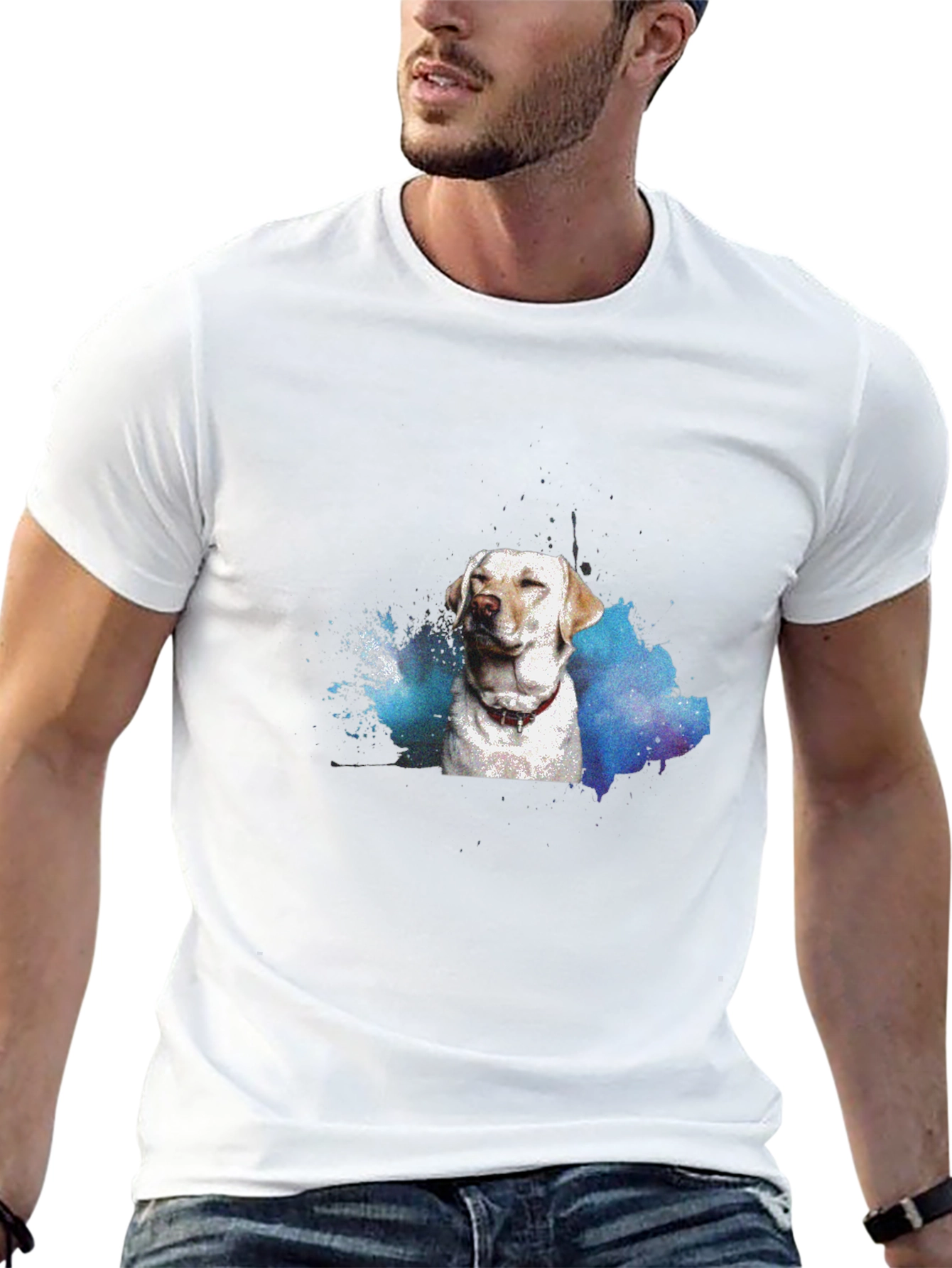 Dog Watercolor Black T-Shirt