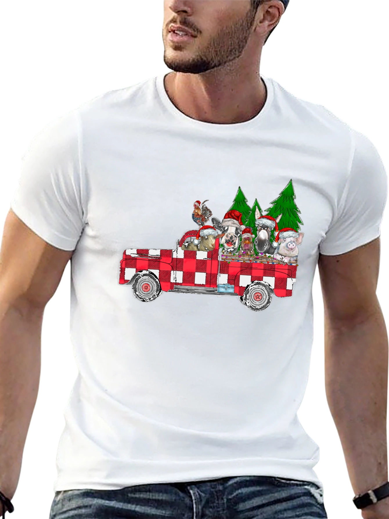 Festive Farm Animals Truck T-Shirt