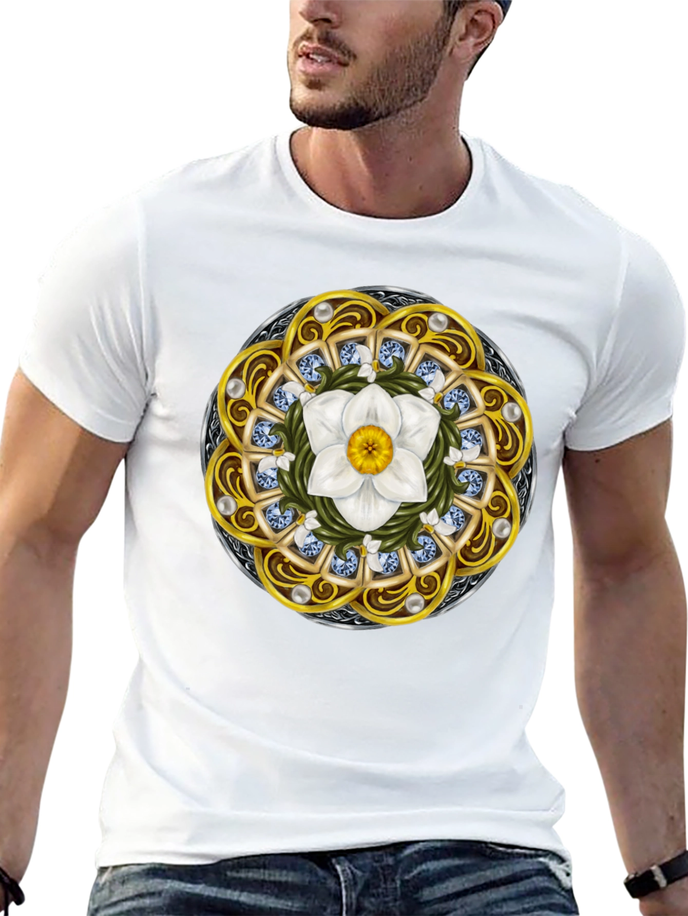 Ornamental Flower Mandala Graphic T-Shirt