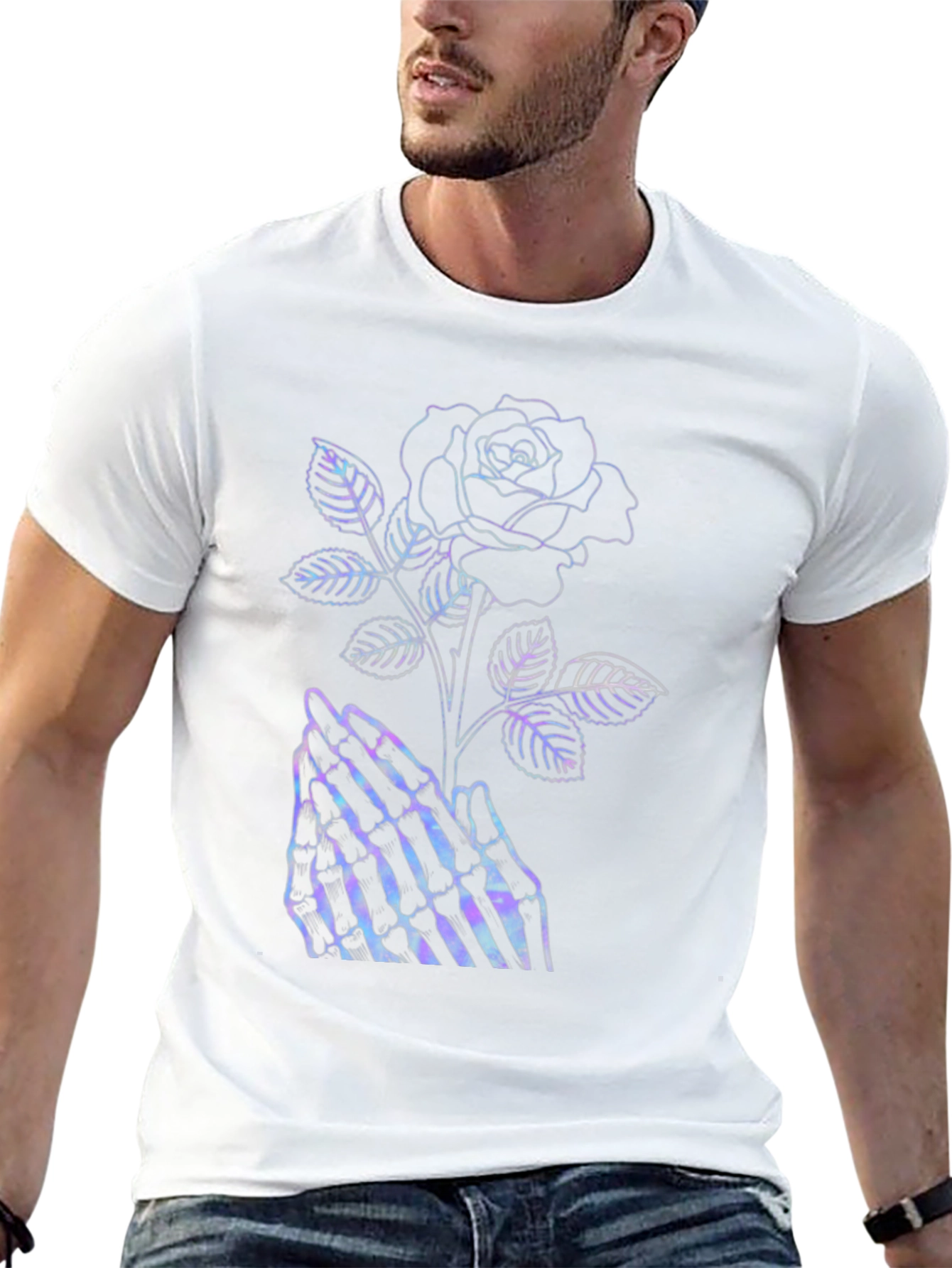 Gothic Rose Skeleton Hands Graphic Tee
