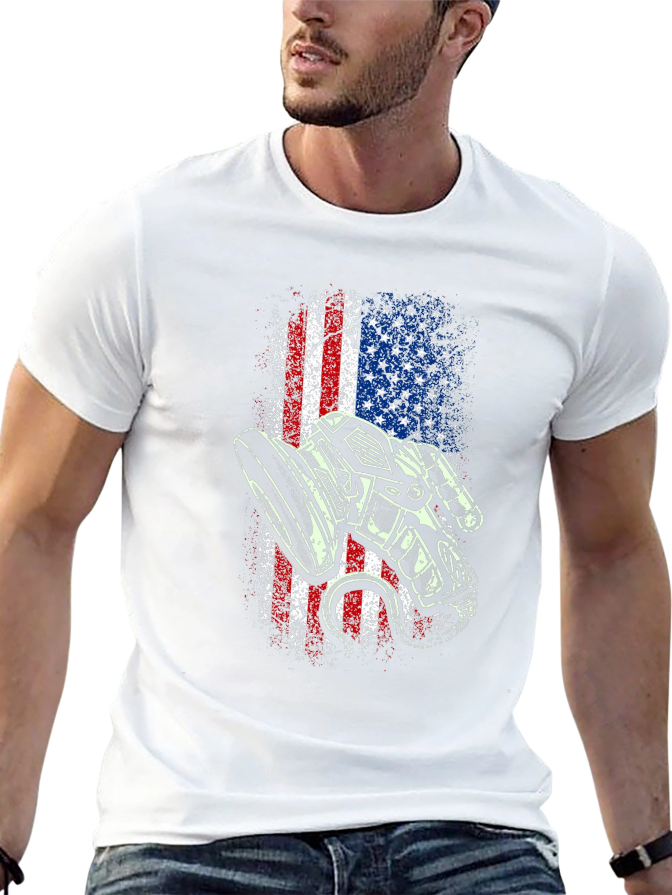 American Flag Motorcycle T-Shirt