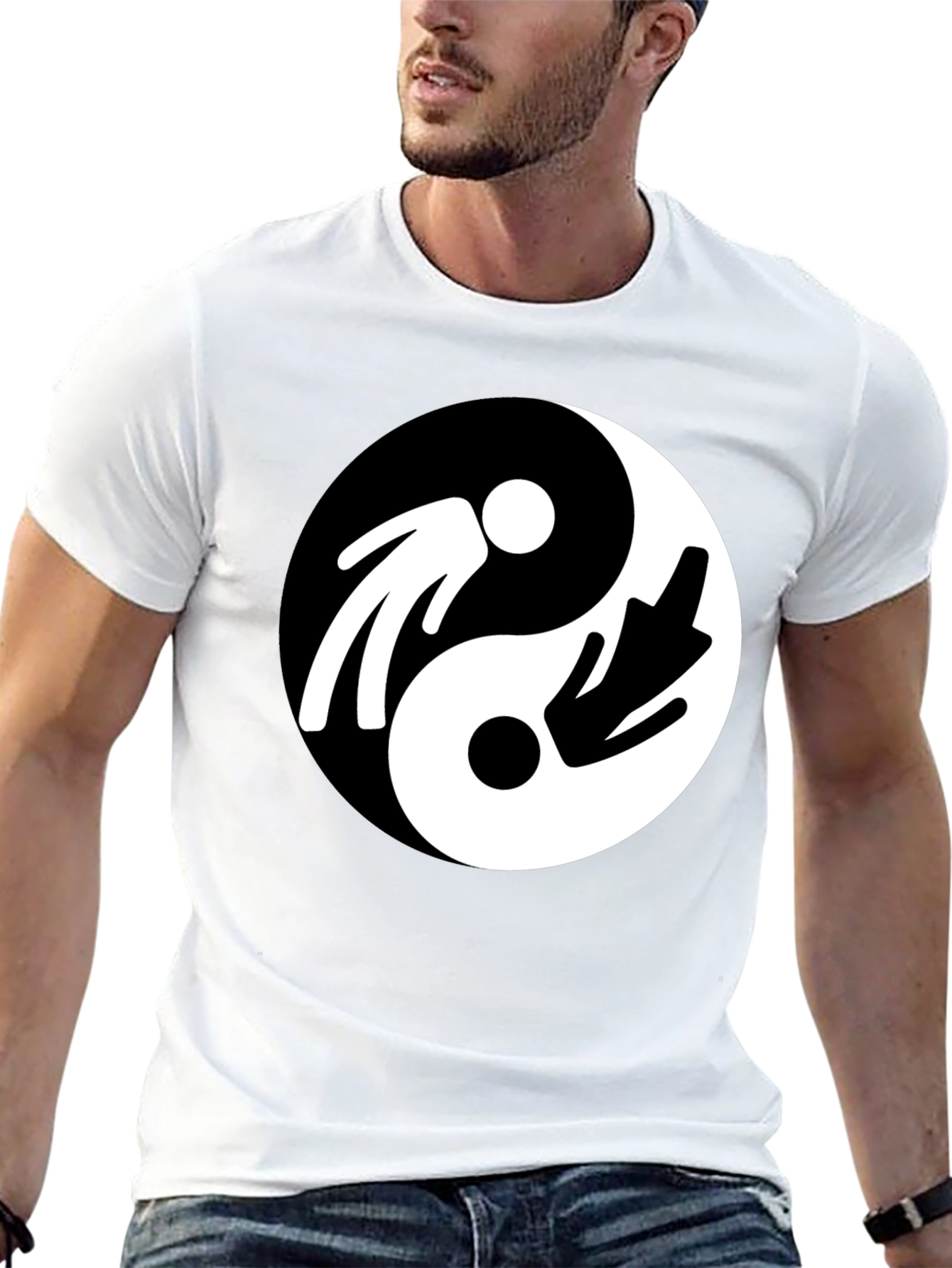 Yin Yang Funny Middle Finger Graphic Tee - Unisex