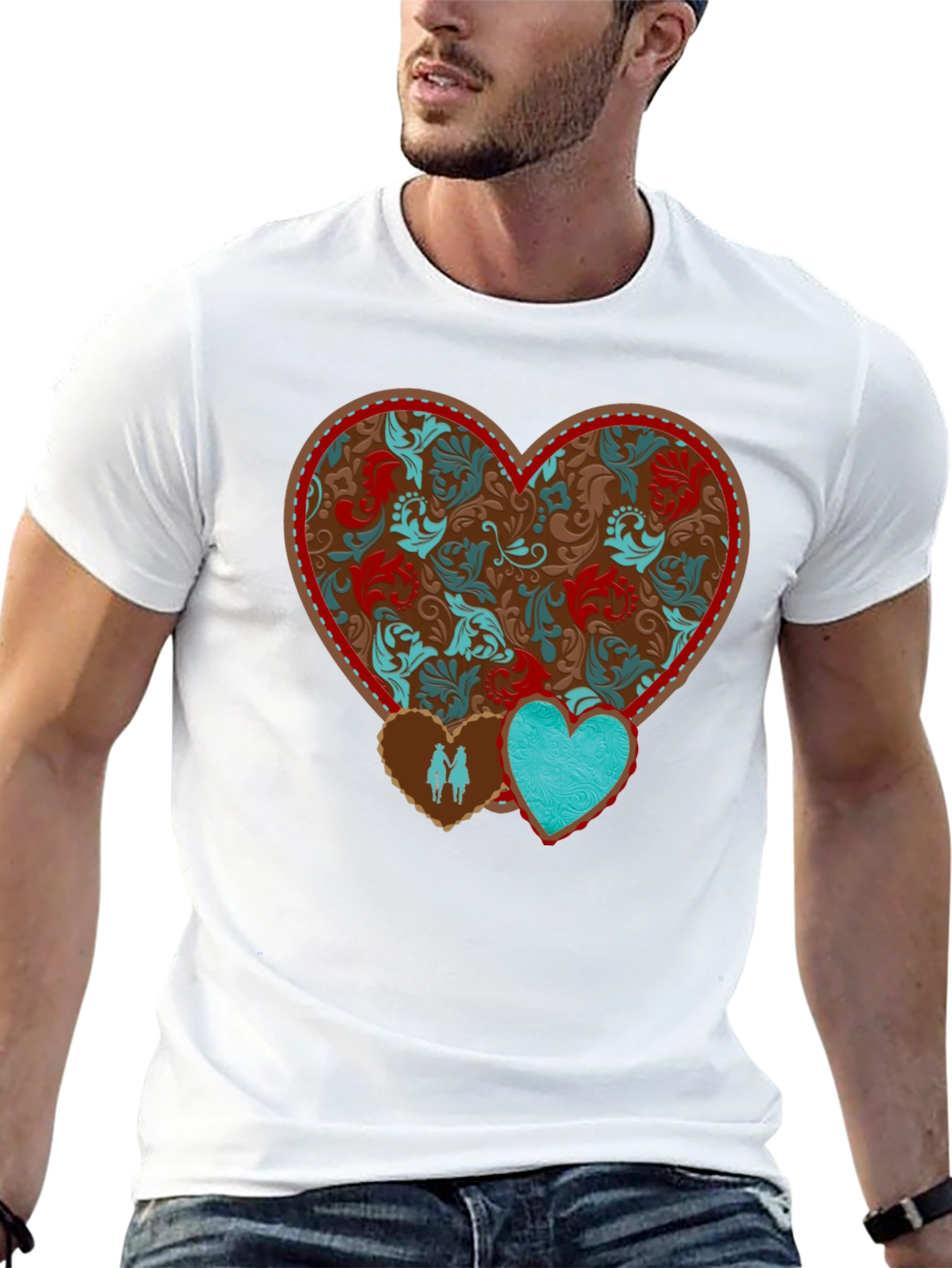 Heart Patterned Graphic Tee