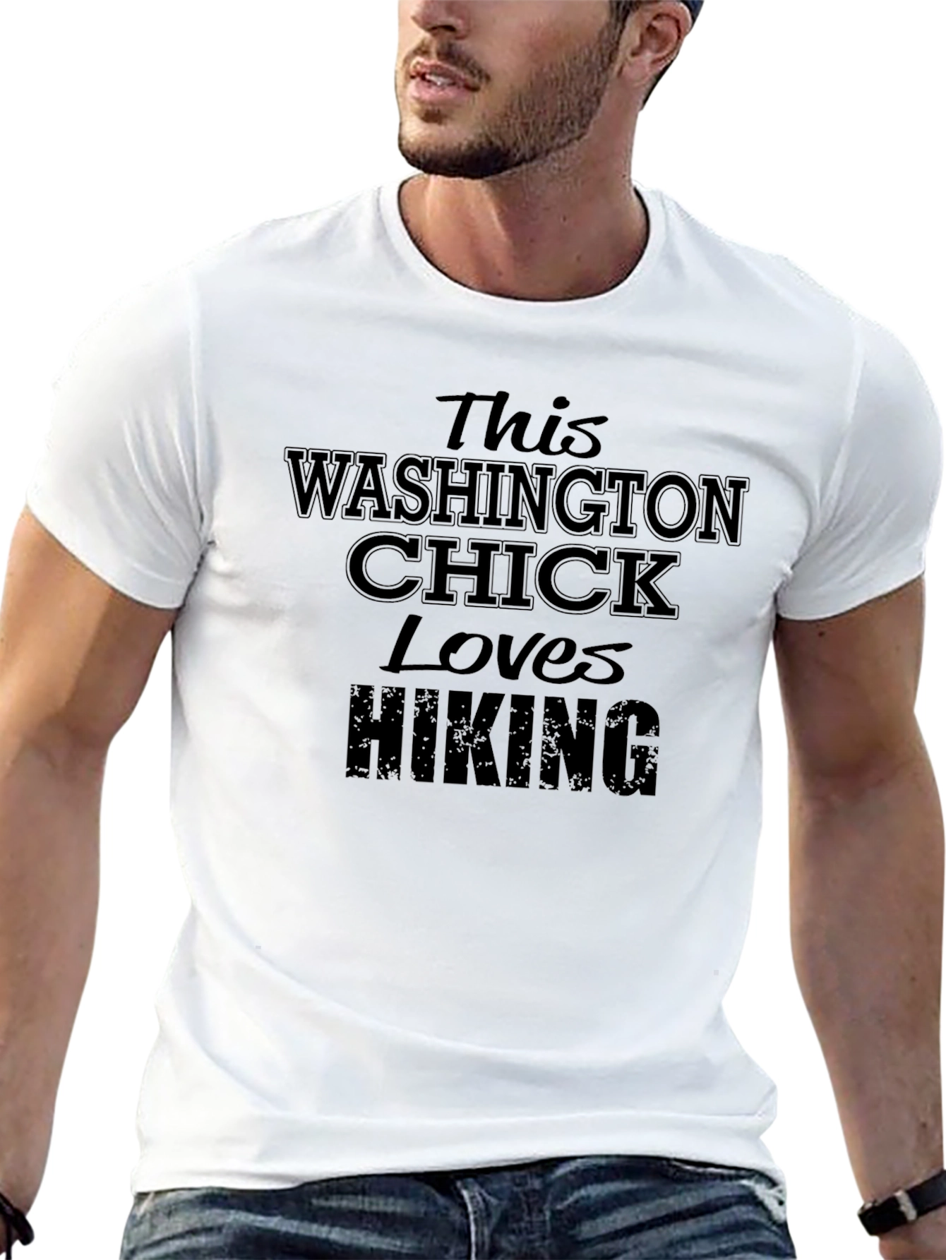 Washington Chick Loves Hiking Black T-Shirt