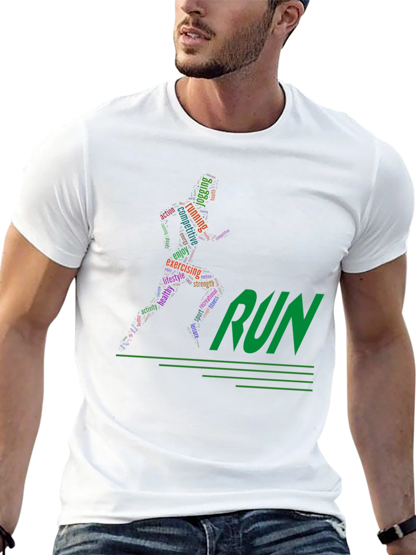 Run Word Art Graphic Tee