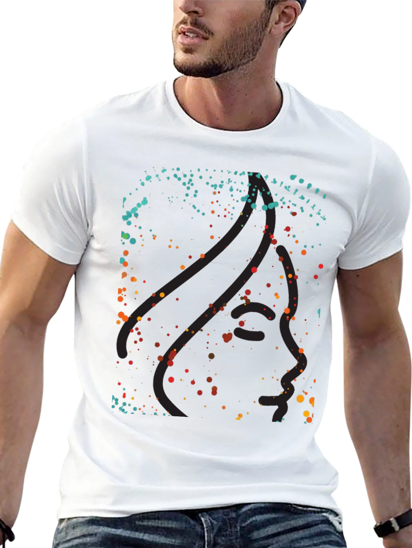 Abstract Dotted Graphic Black T-Shirt