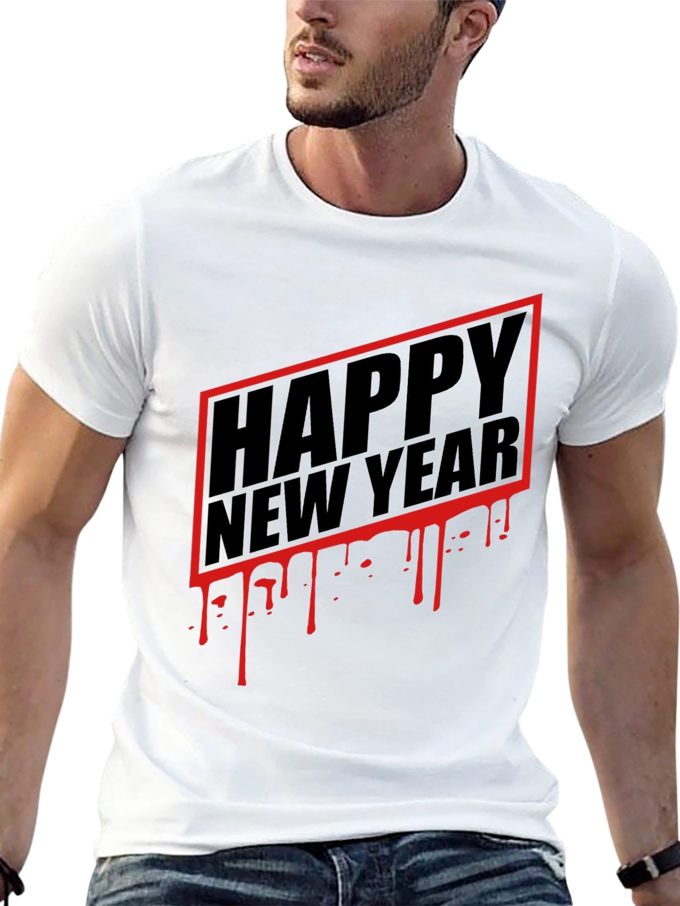 Happy New Year Graphic Tee - Black