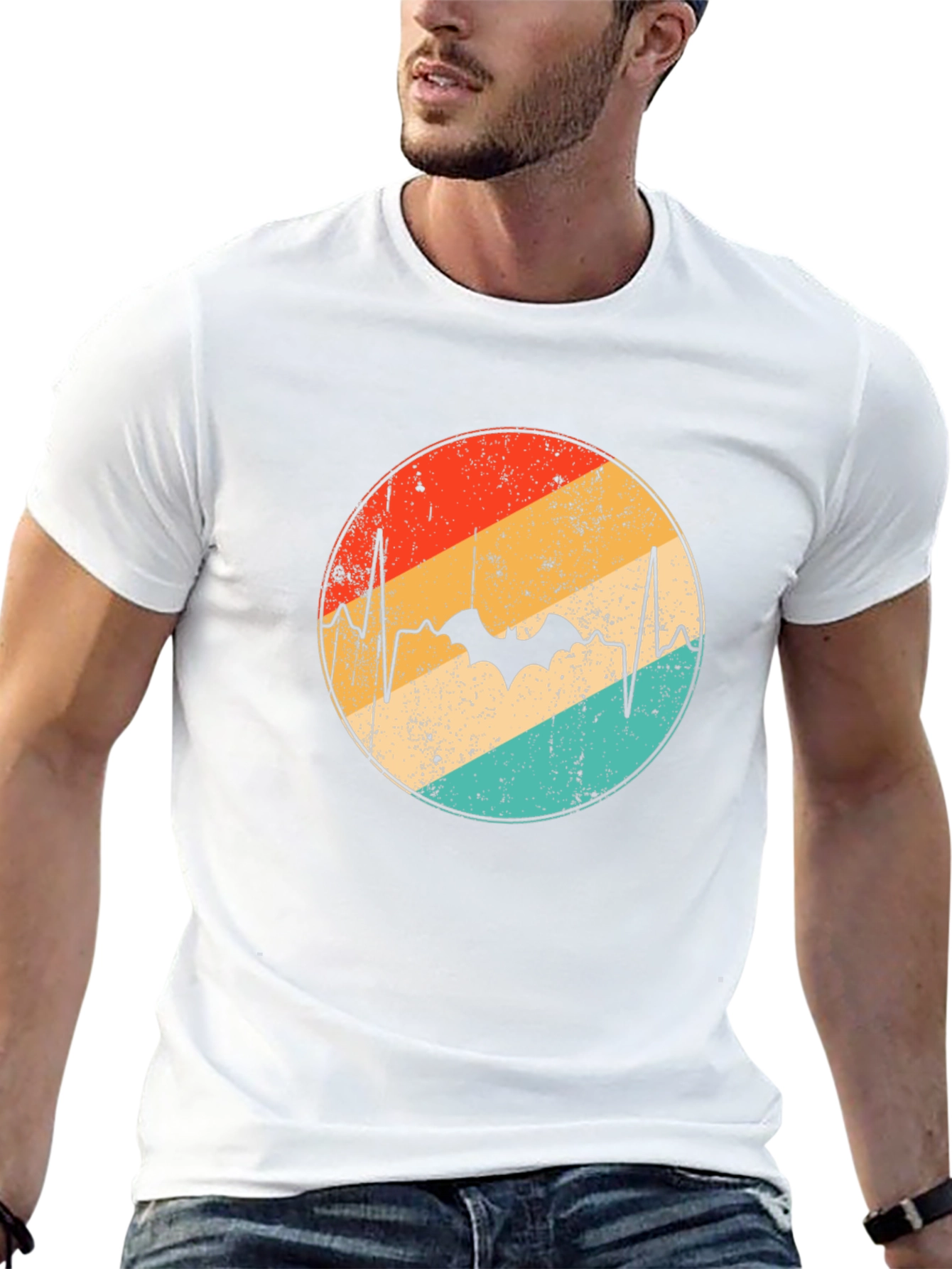 Retro Bat Heartbeat Graphic Tee