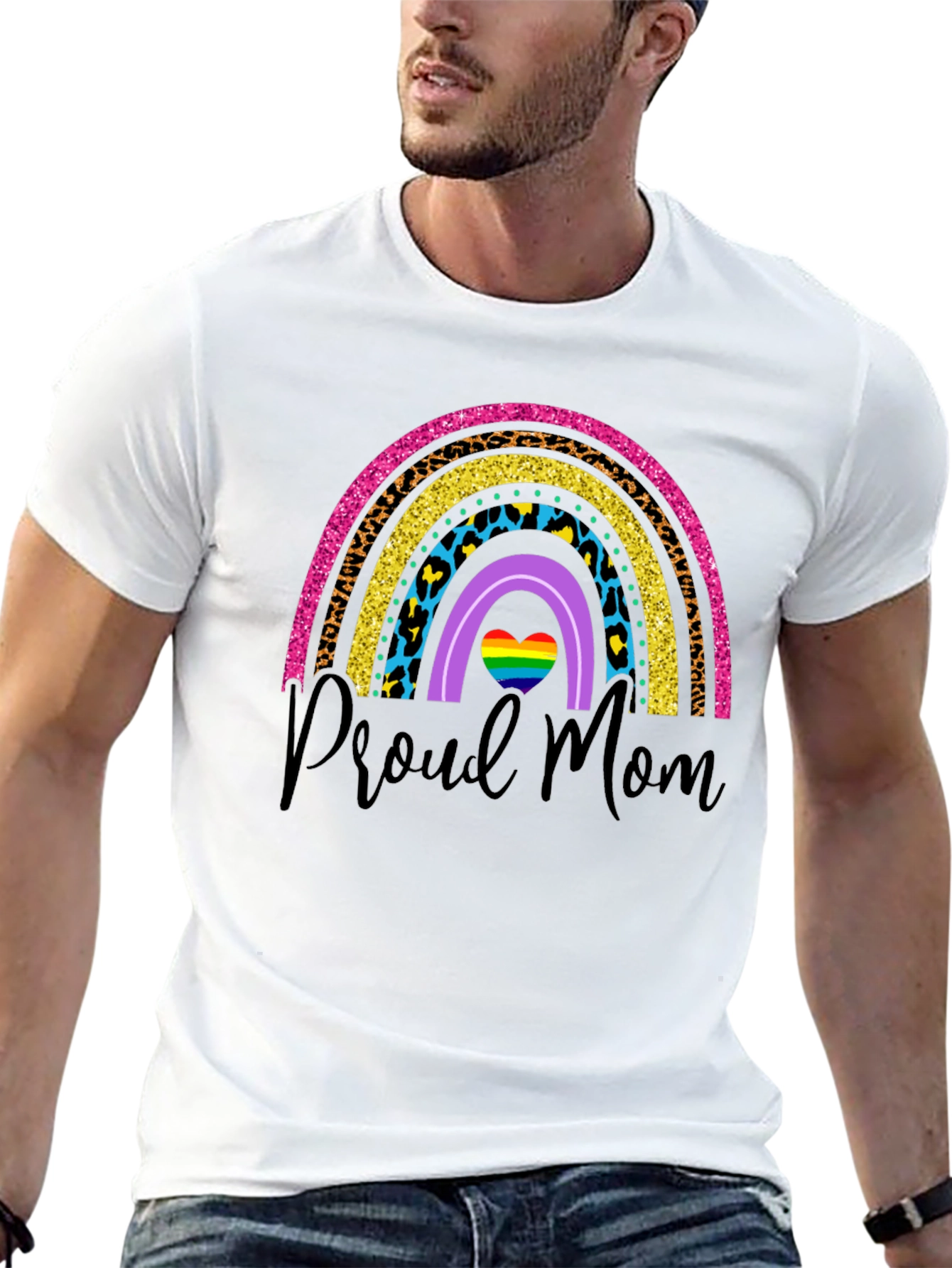 Proud Mom Rainbow Graphic T-Shirt