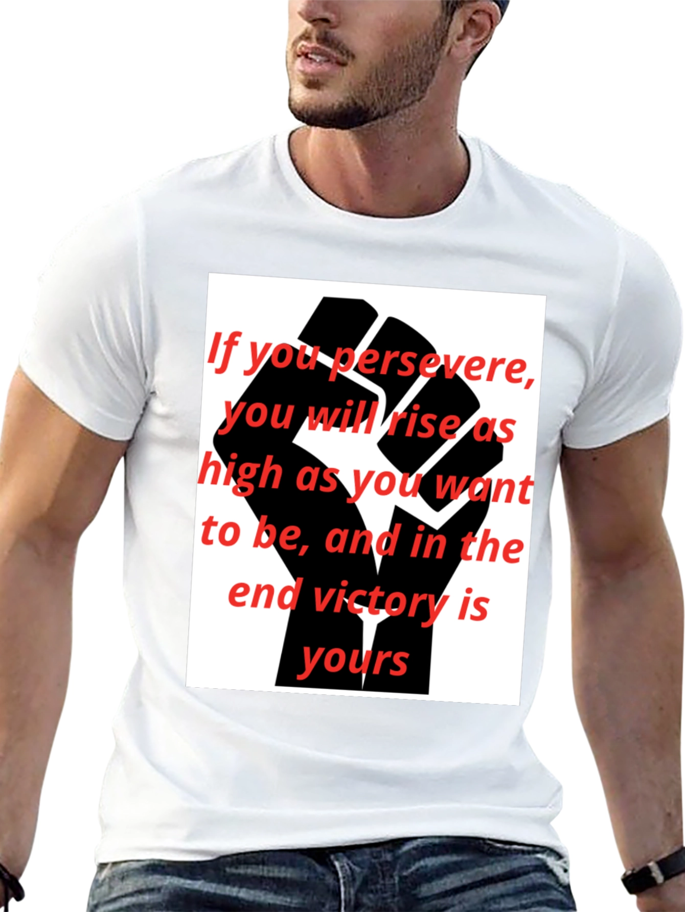 Motivational Black Fist Graphic T-Shirt