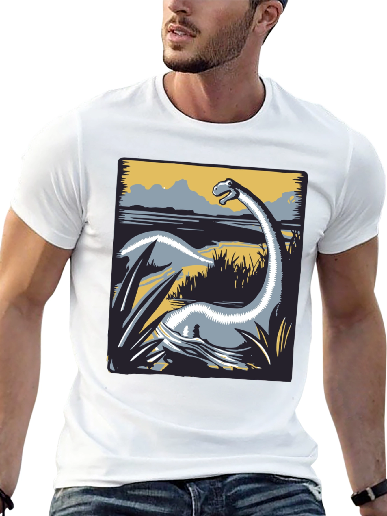 Dino Graphic Tee - Retro Brachiosaurus Design