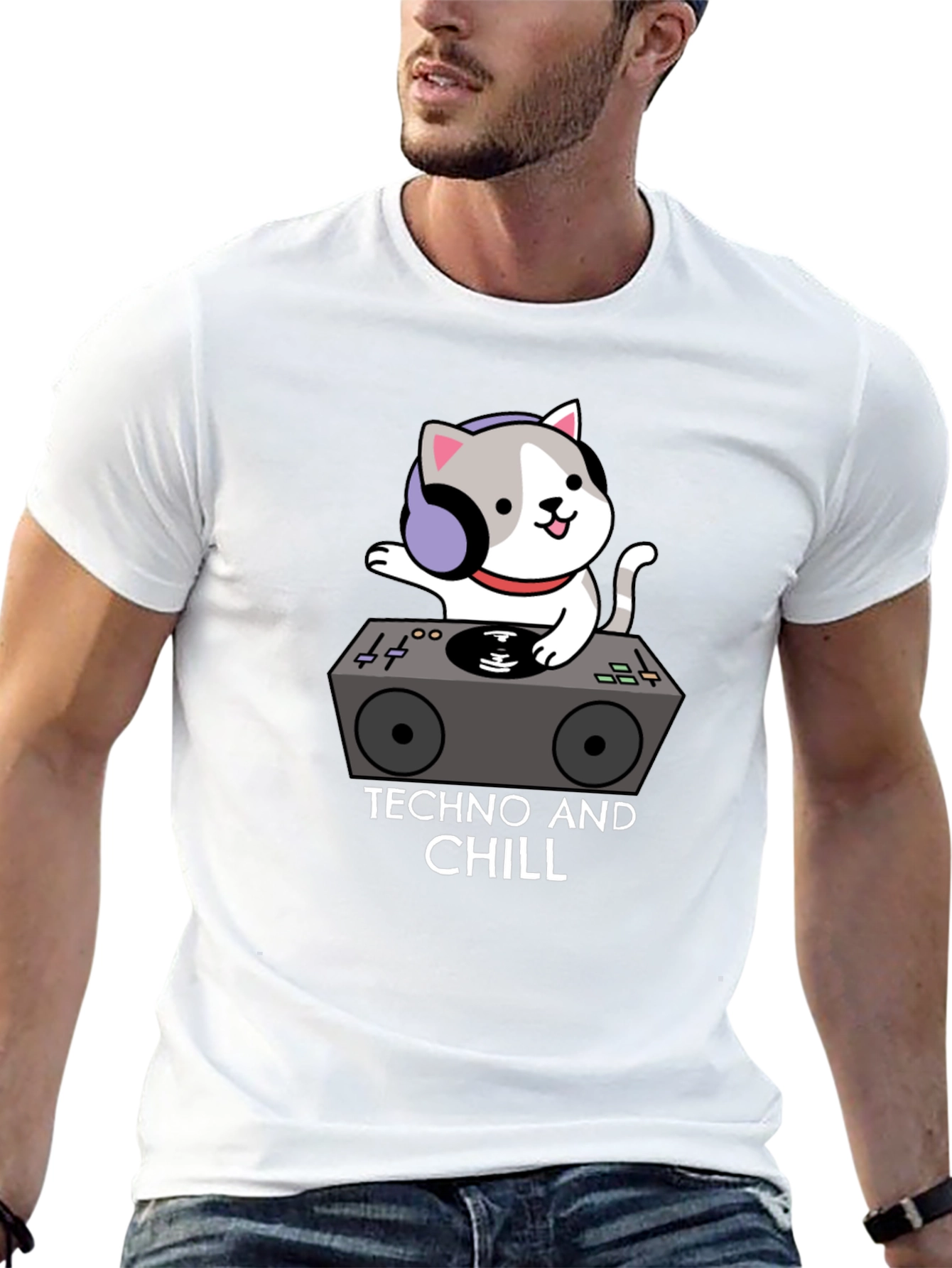 Techno Cat T-Shirt - DJ Kitten Graphic Tee