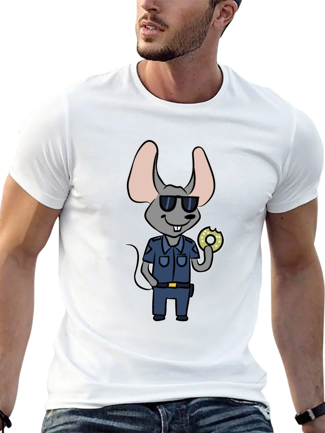 Mouse Cop with Donut T-Shirt