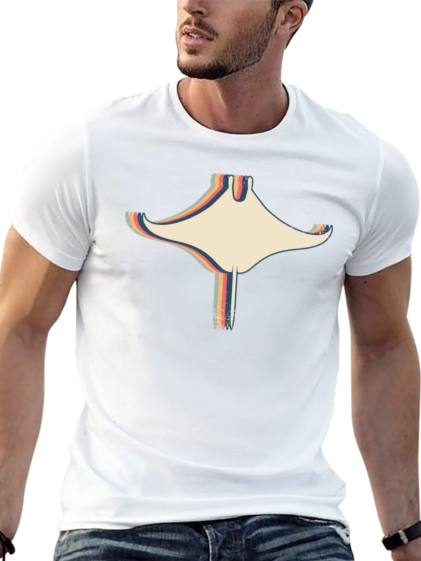 Retro Stingray Graphic Black T-Shirt