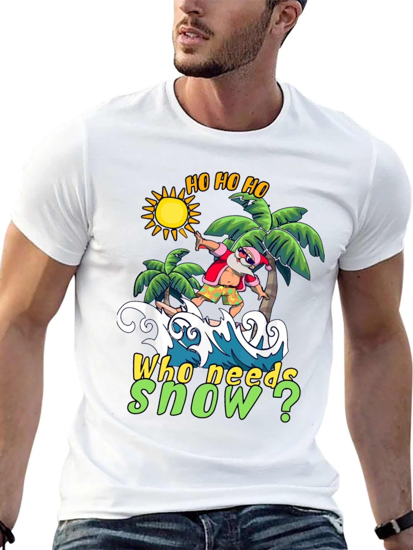 Surfing Santa T-Shirt - Who Needs Snow?