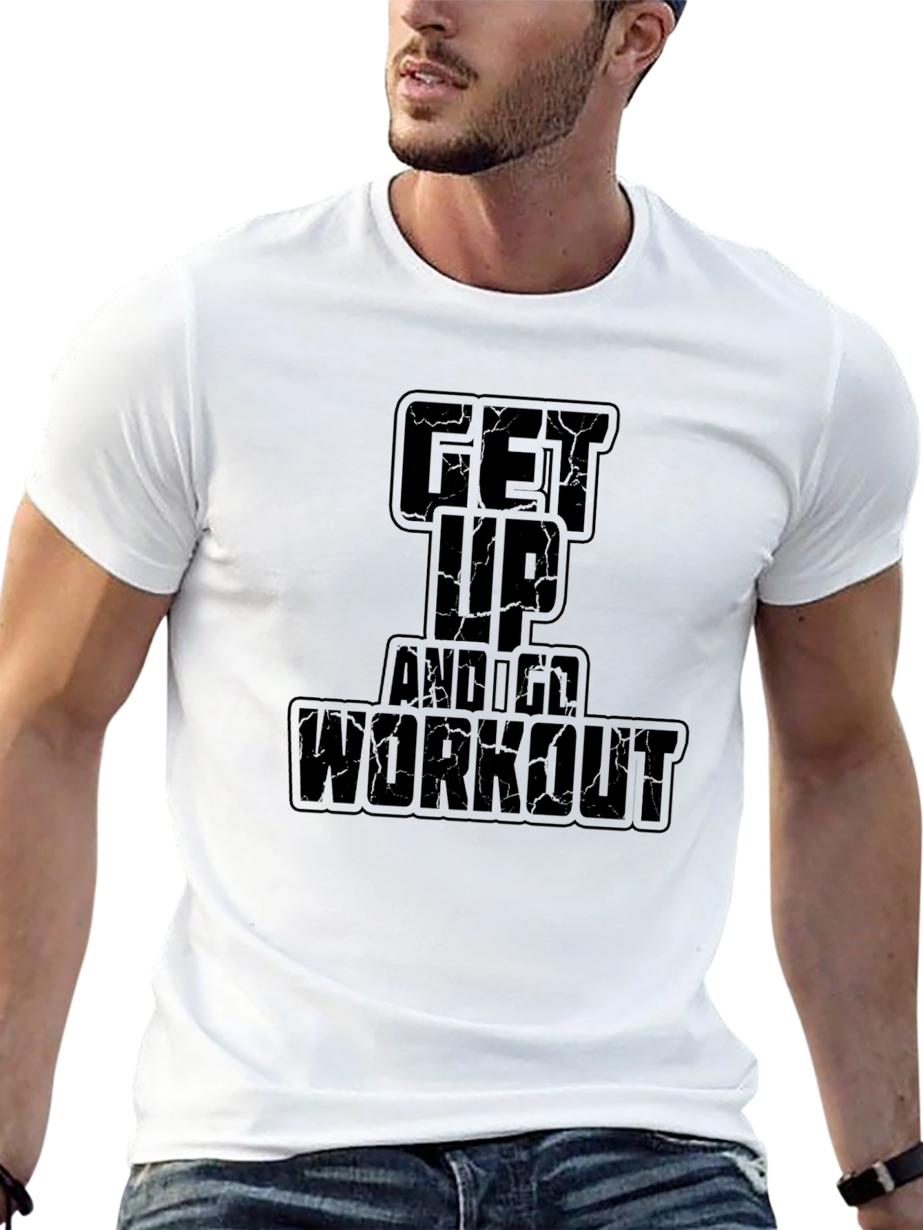Get Up and Workout Black Graphic Tee