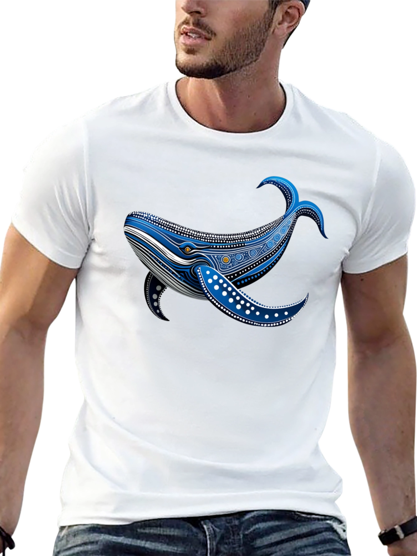 Whale Print Black T-Shirt - Unique Design