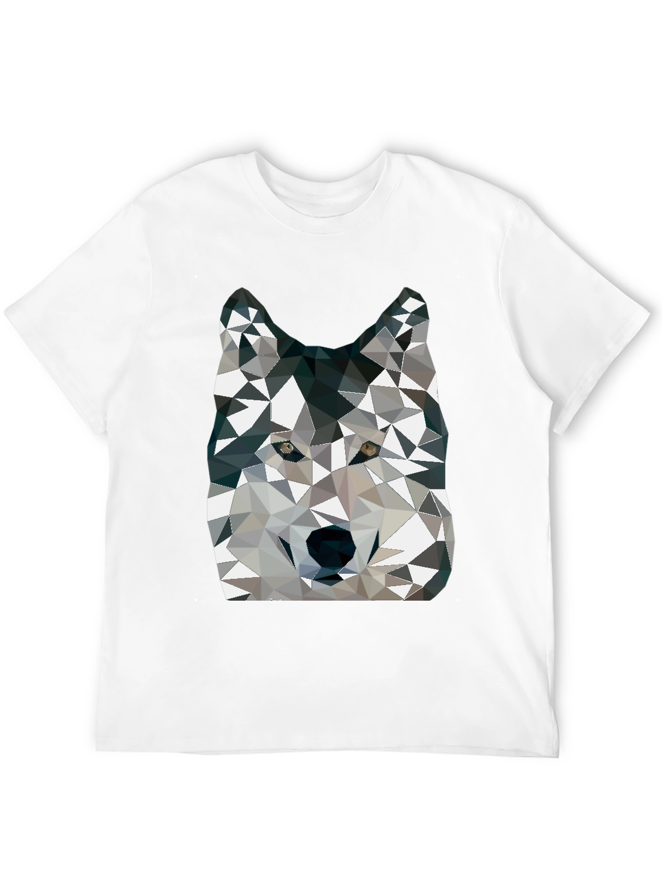 Geometric Wolf Graphic Print Crew Neck T-Shirt
