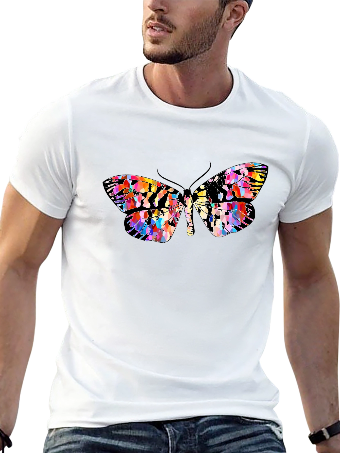 Butterfly Graphic Print Crew Neck Tee