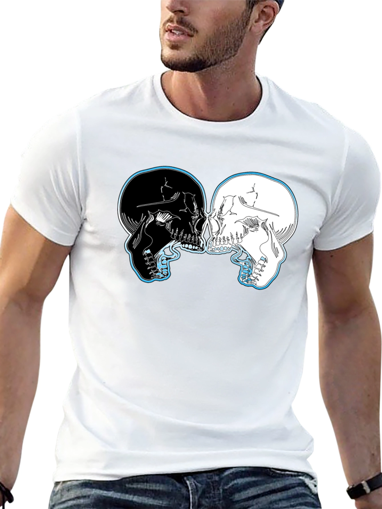 Yin Yang Skulls Graphic T-Shirt