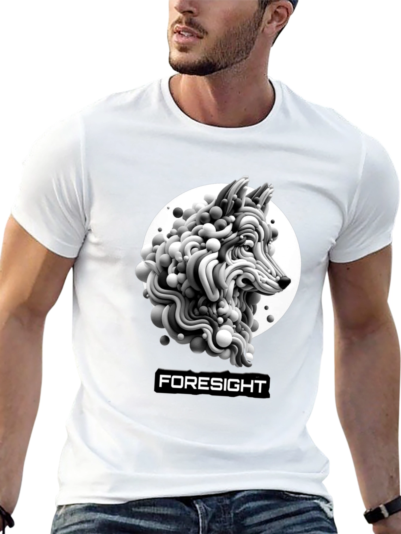 Foresight Wolf Art Black T-Shirt
