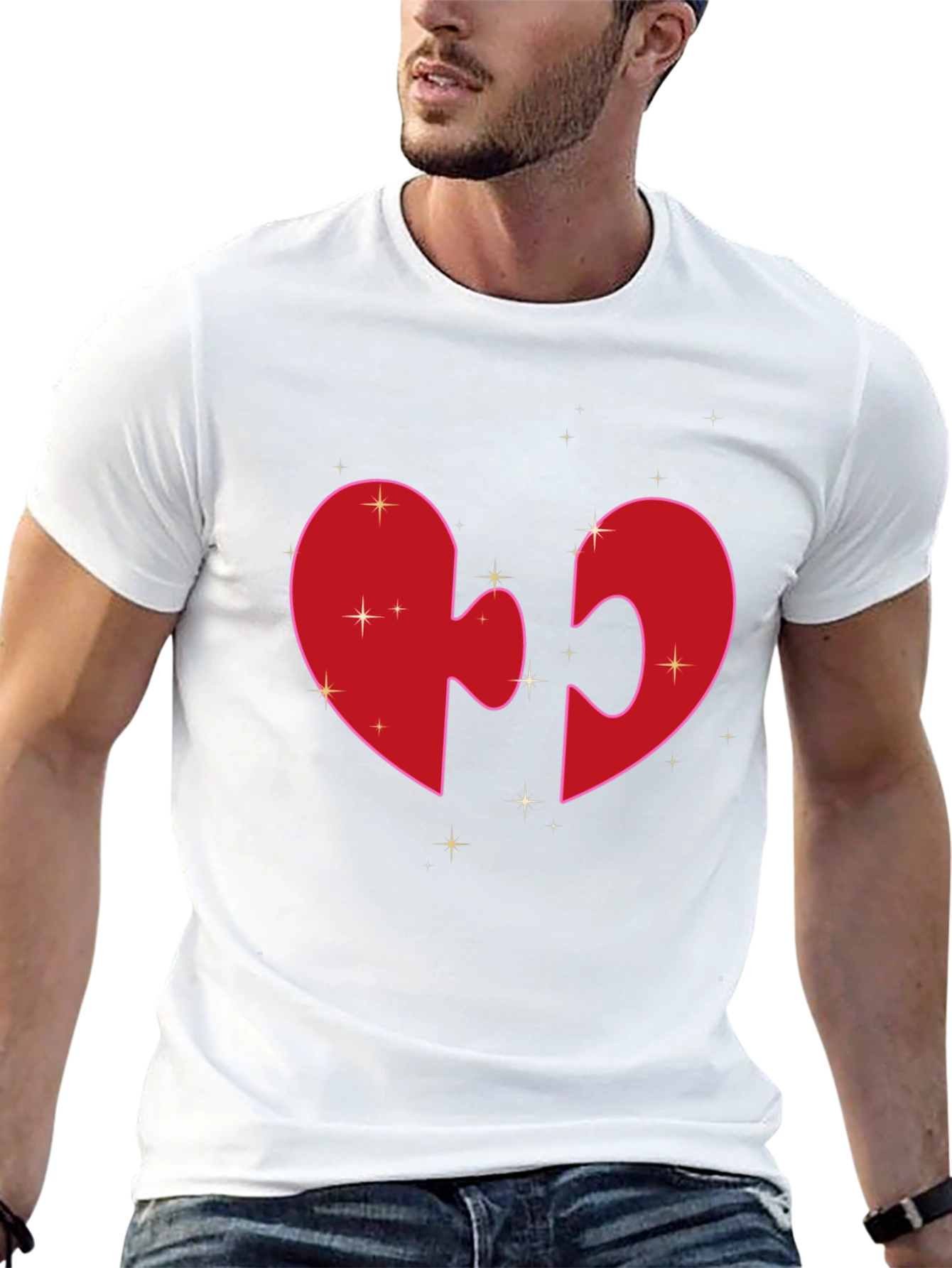 Heart Puzzle Piece Graphic Tee - Black