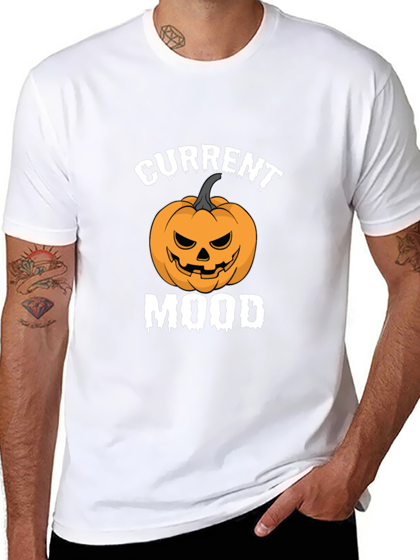 Current Mood Pumpkin Halloween Graphic Tee - Black