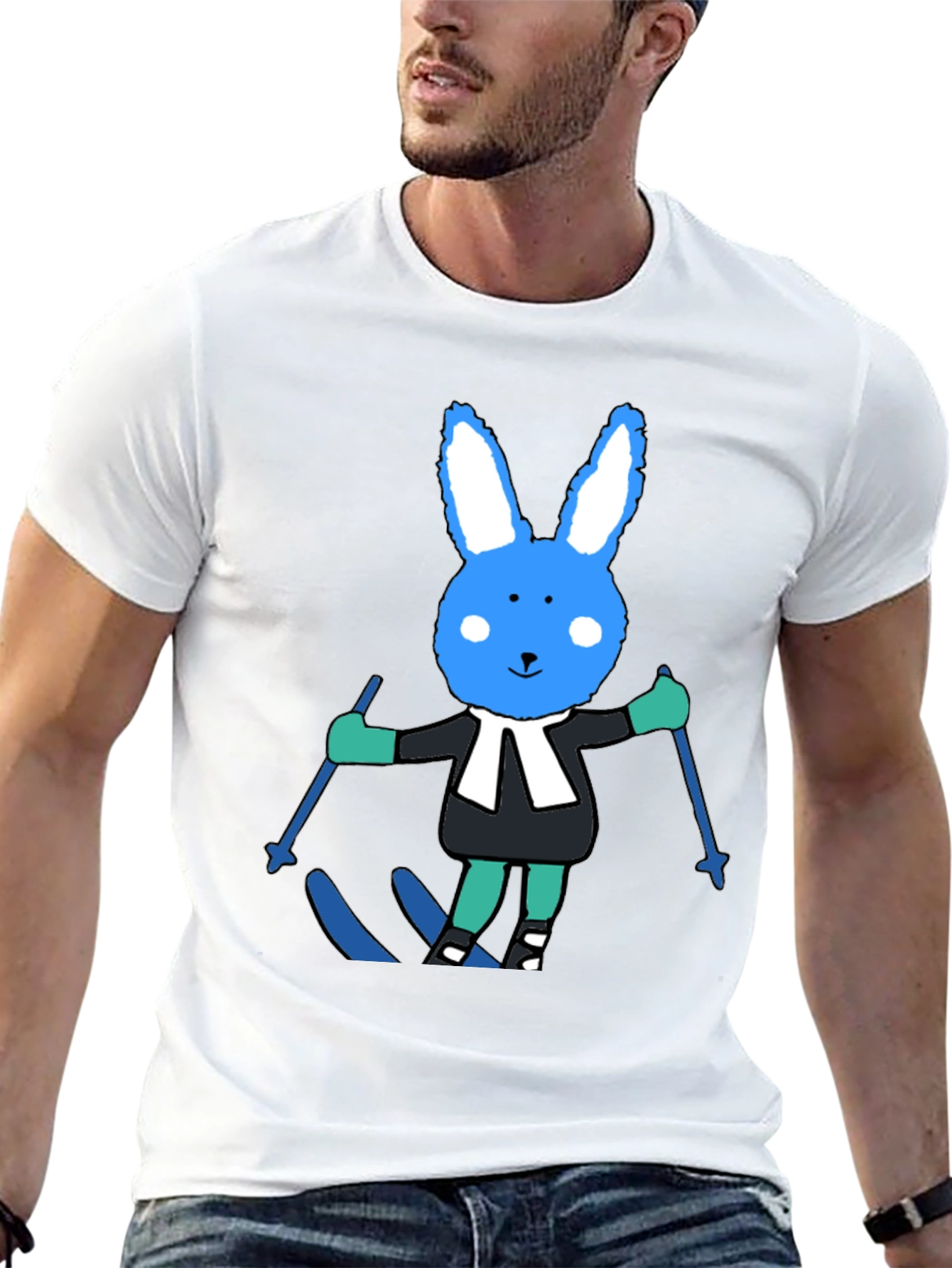 Ski Bunny Tee: Fun Cartoon Rabbit T-Shirt
