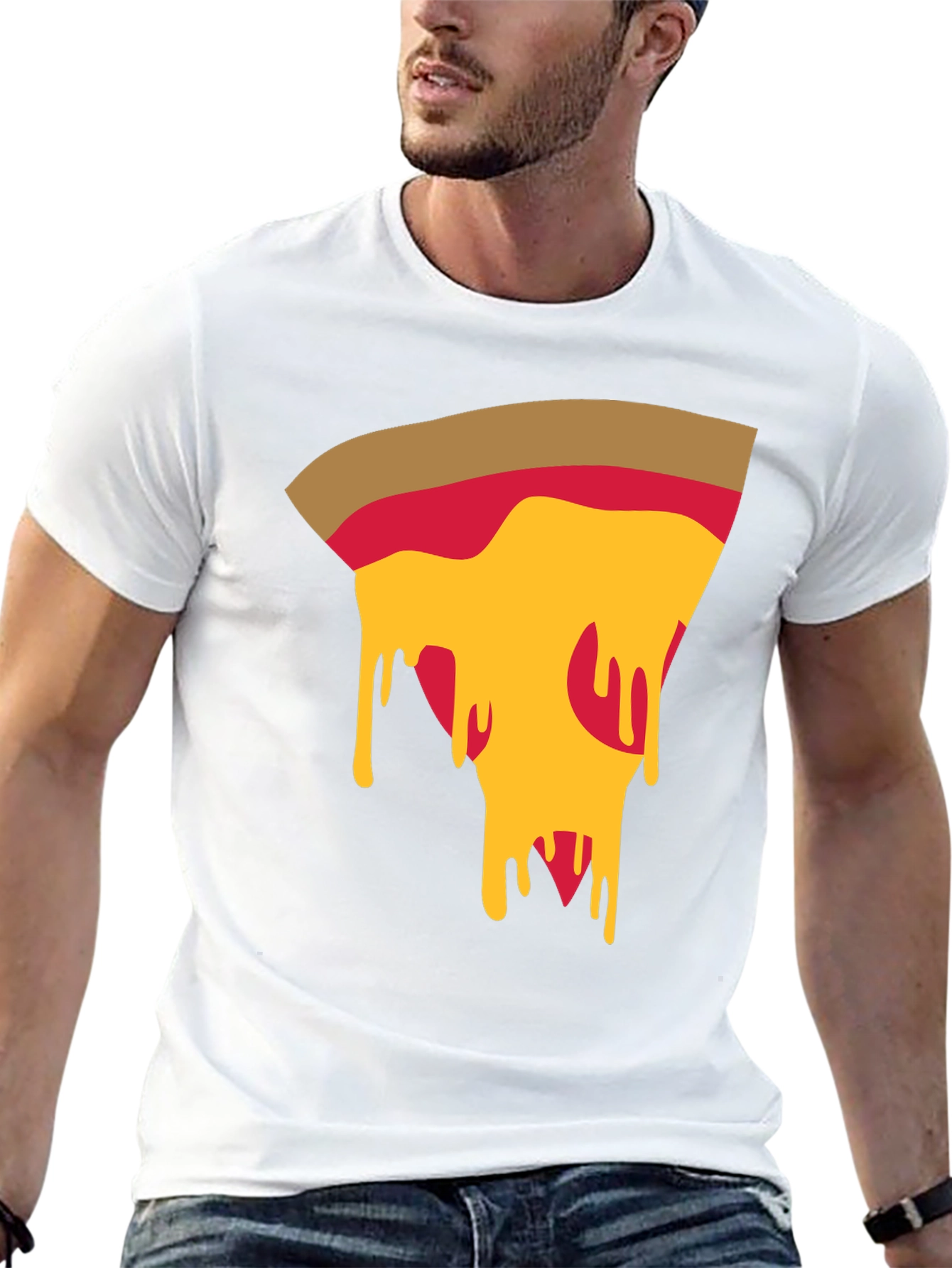 Pizza Slice Graphic Tee - Casual Black T-Shirt