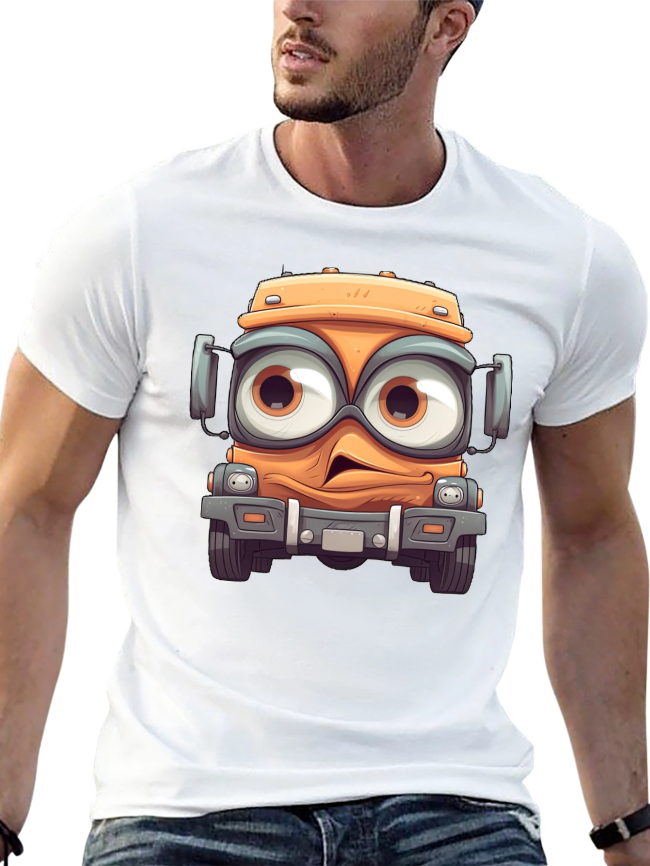 Cartoon Truck Graphic Black T-Shirt