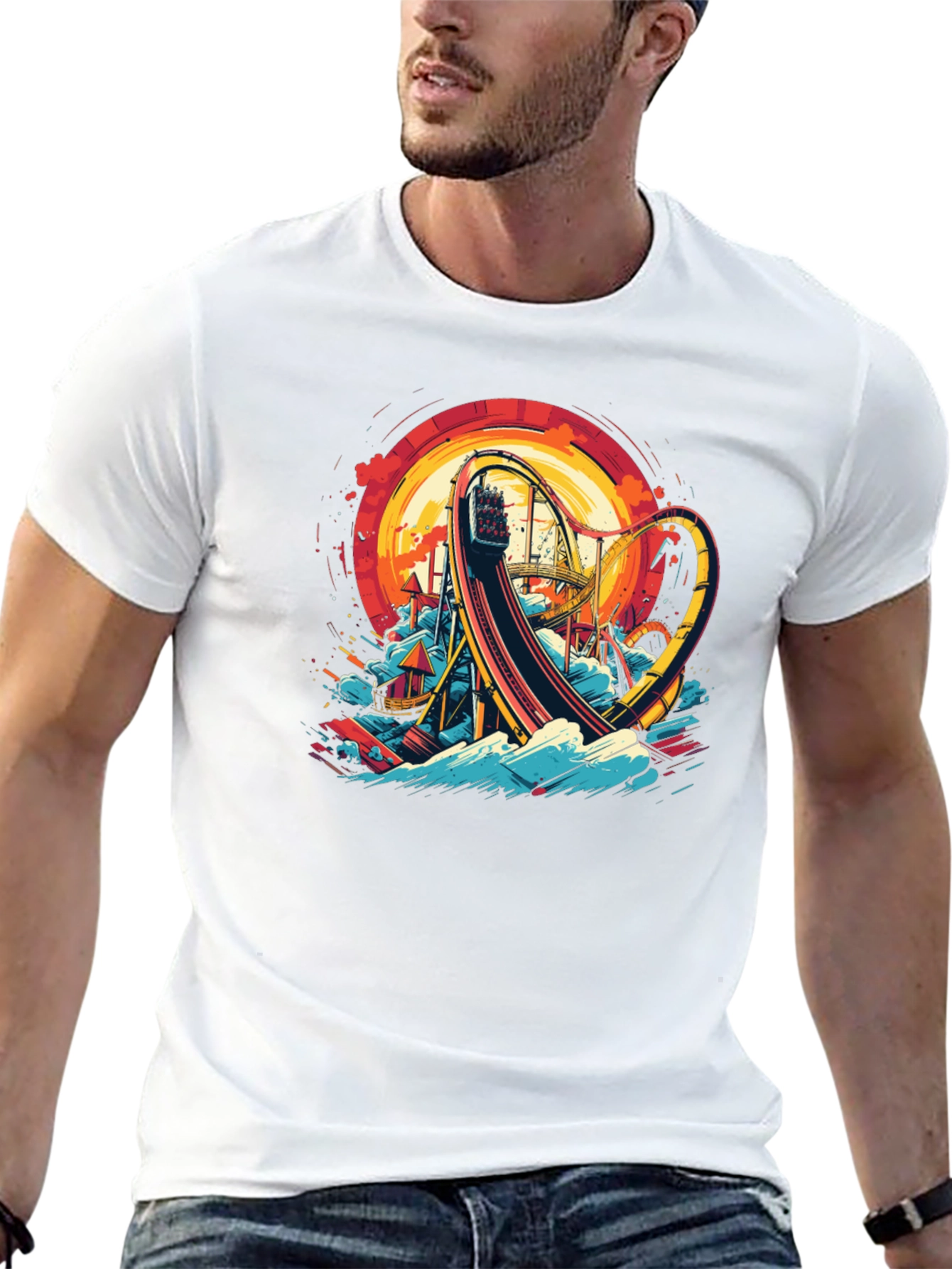 Roller Coaster Graphic T-Shirt - Thrill Ride Tee