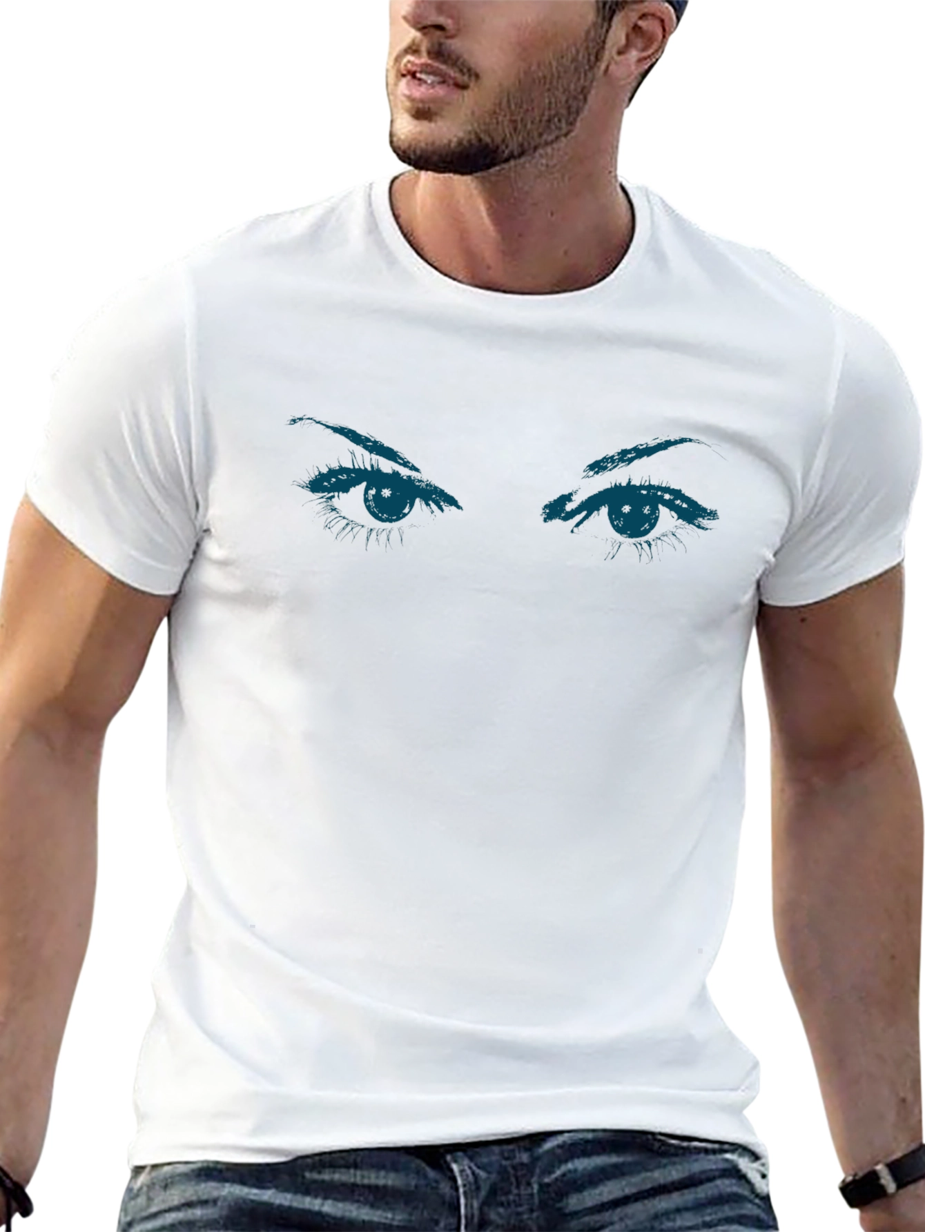 Eyes Graphic Tee - Trendy Black T-Shirt