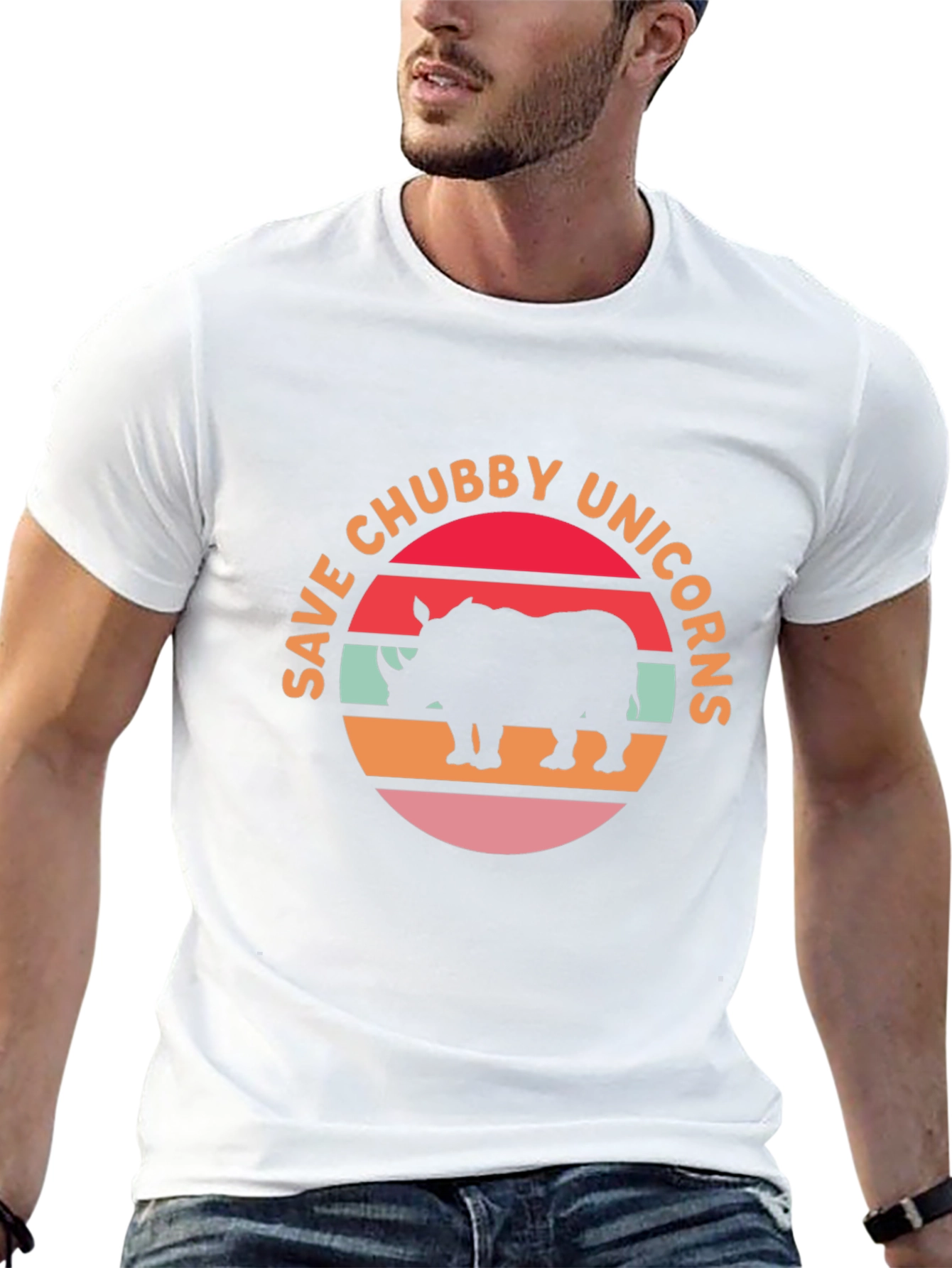 Save Chubby Unicorns Retro Graphic T-Shirt