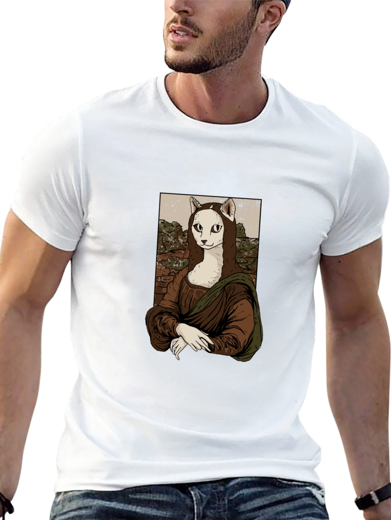 Mona Lisa Cat T-Shirt - Unique Graphic Tee