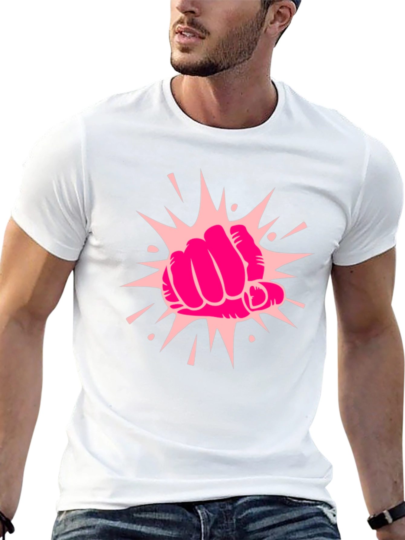 Power Punch Graphic Tee - Black Cotton T-Shirt