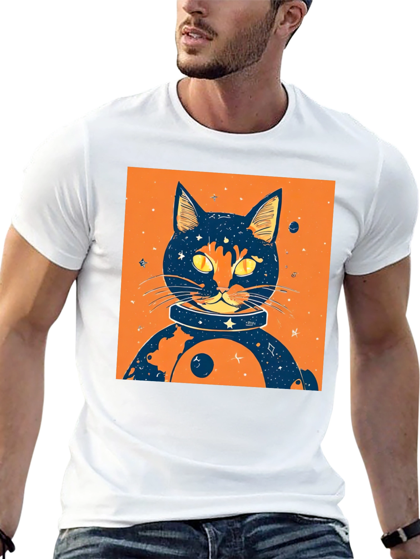 Cosmic Cat T-Shirt - Space Feline Design