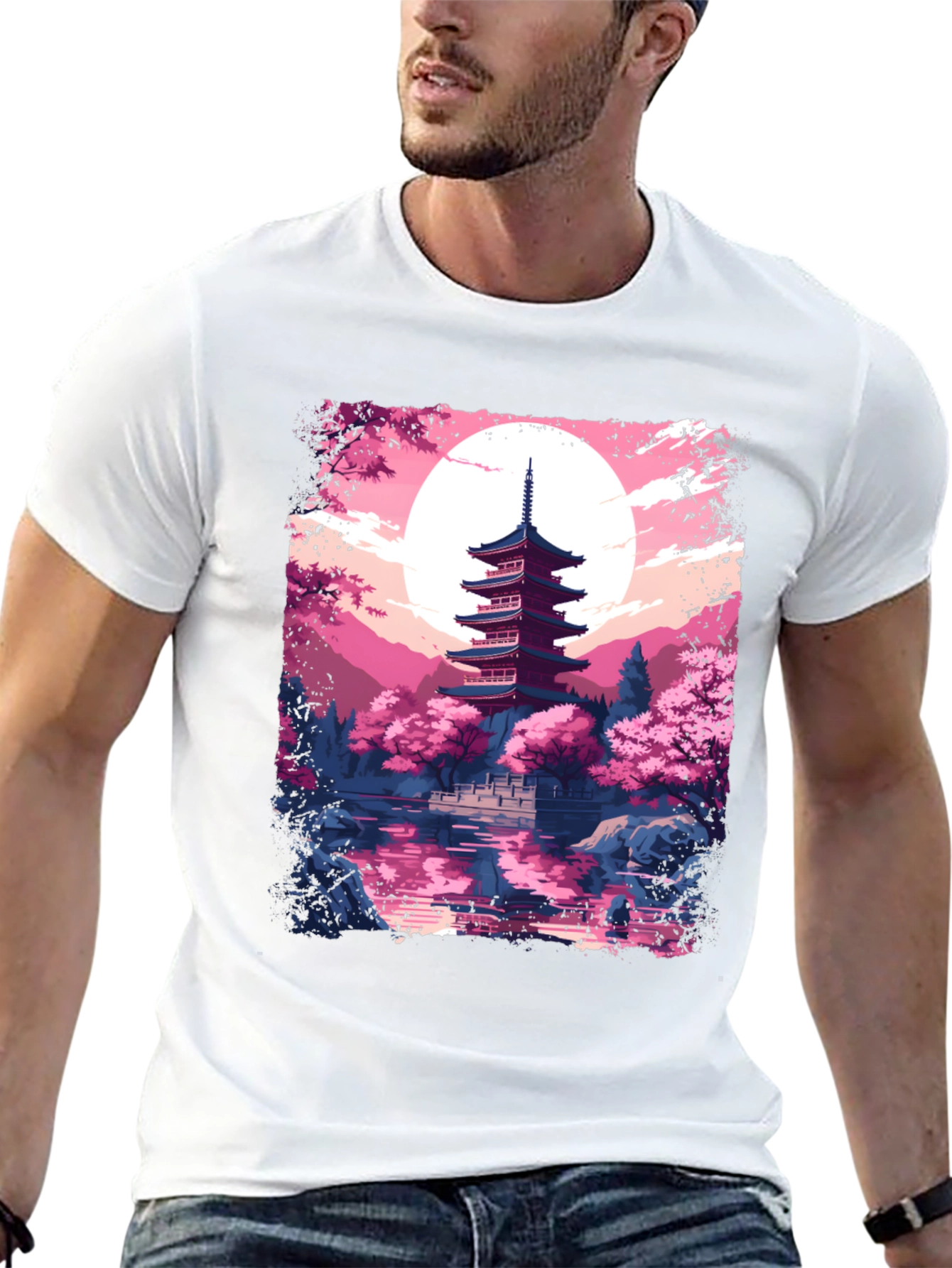 Japanese Pagoda Graphic Tee - Black
