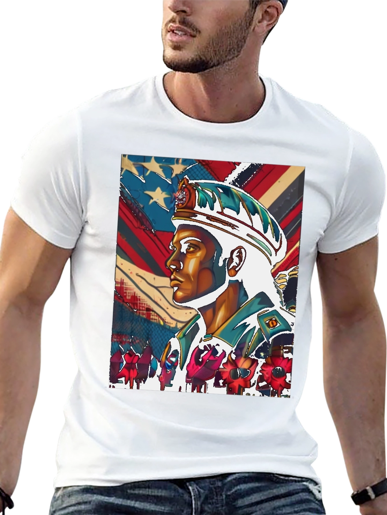 Patriotic Soldier Graphic Tee - Black