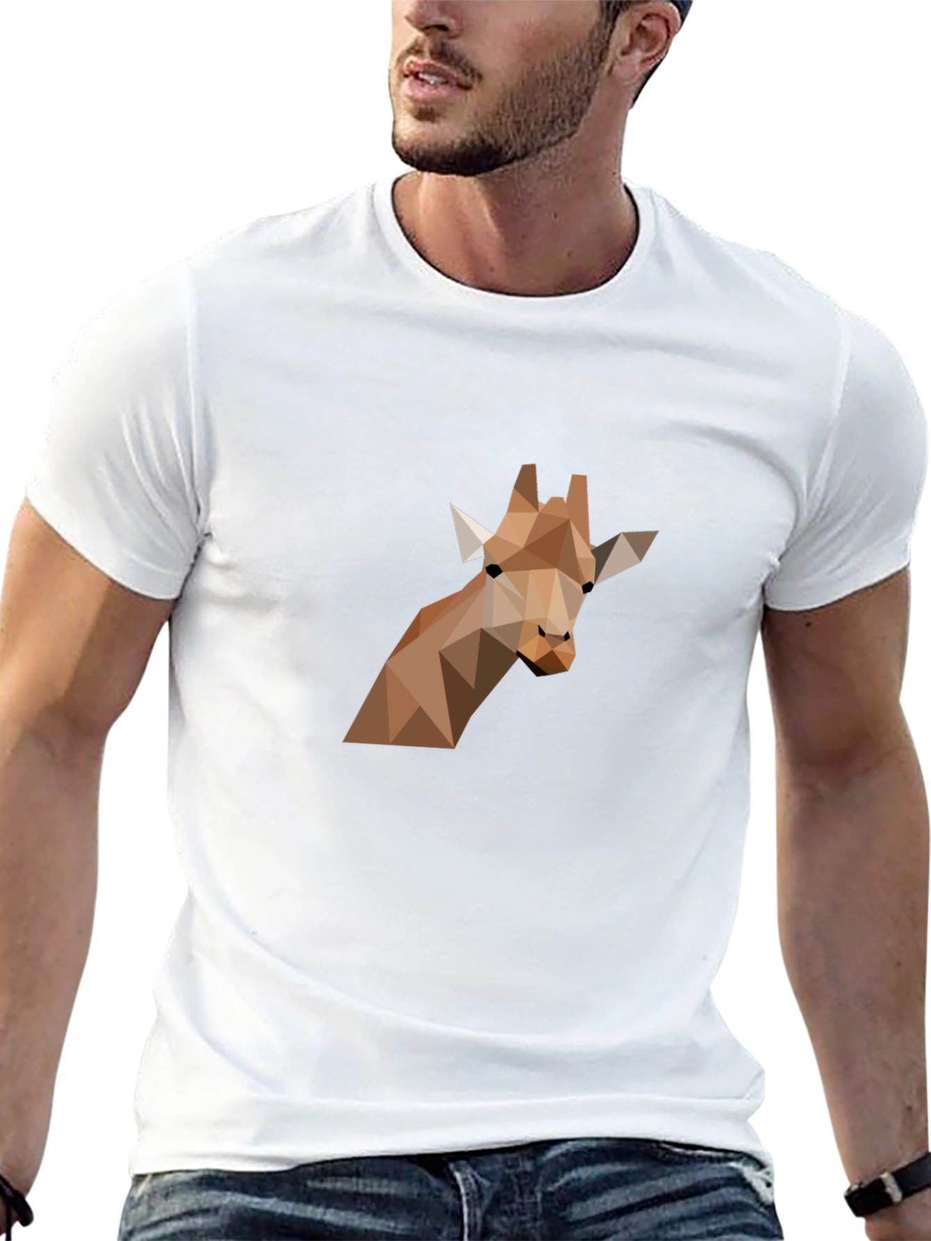 Geometric Giraffe Graphic Tee - Modern Art Shirt