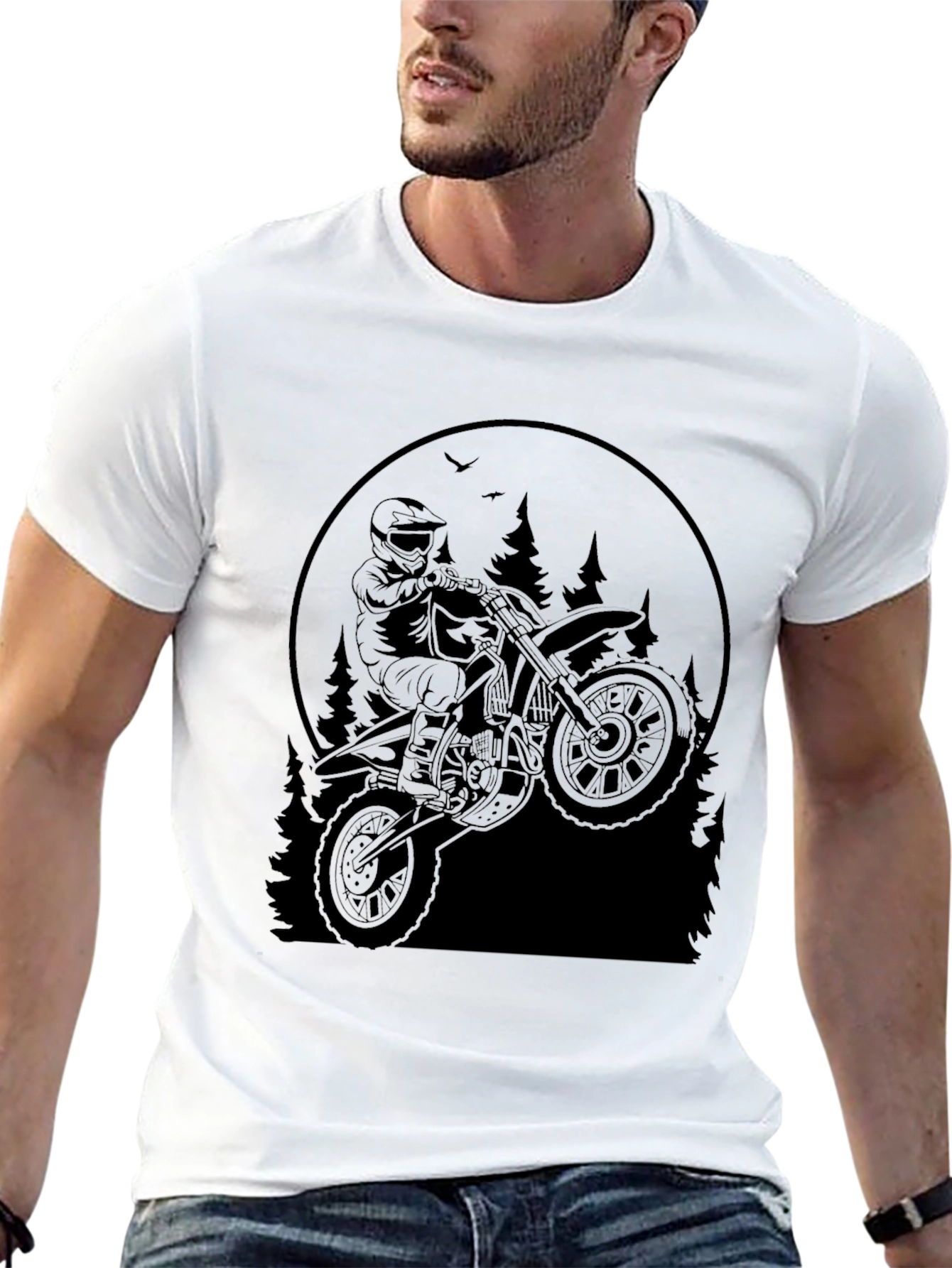 Dirt Bike Rider Graphic Tee - Black T-Shirt