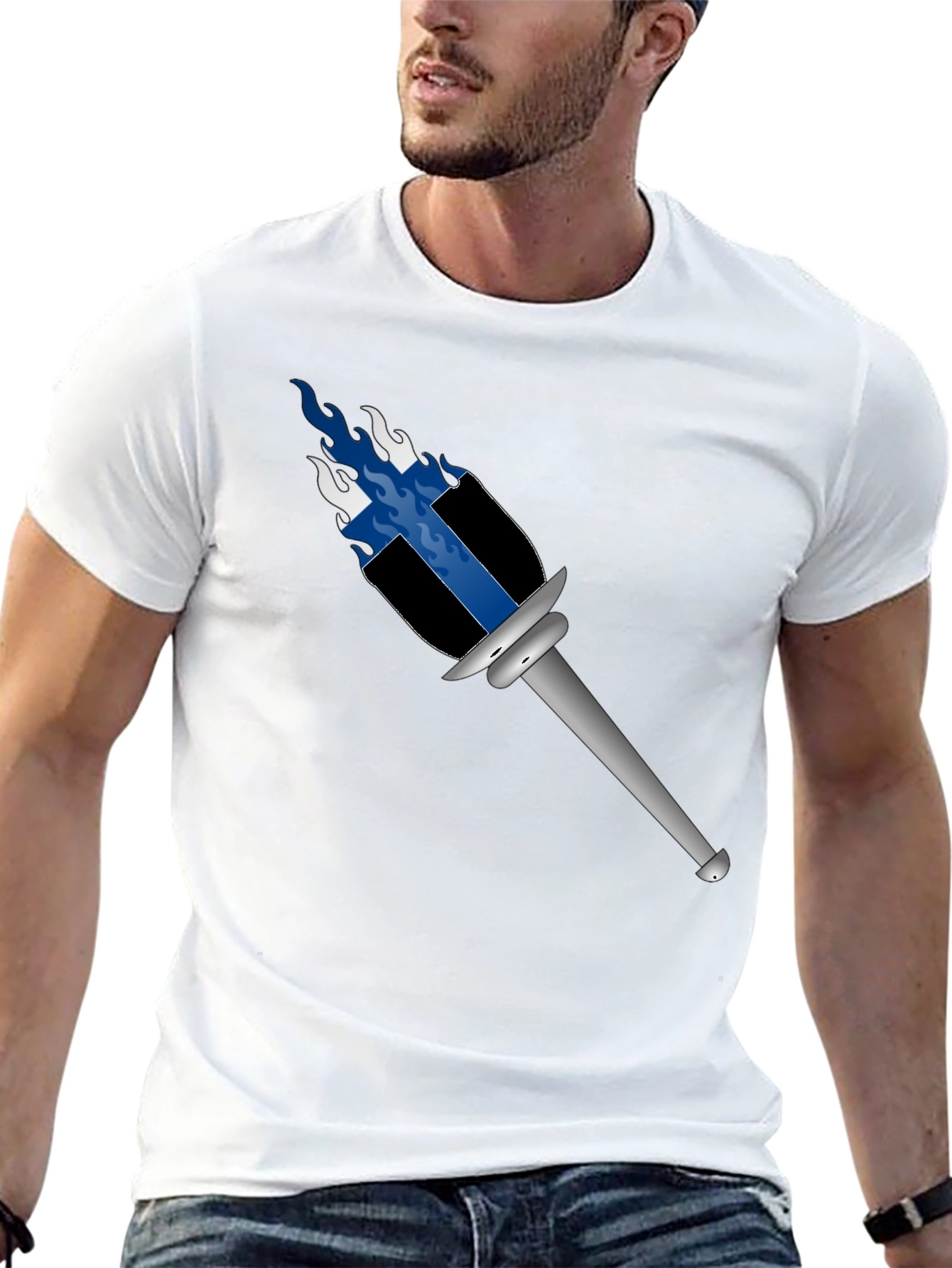Torch Graphic Tee - Cool Flame Design