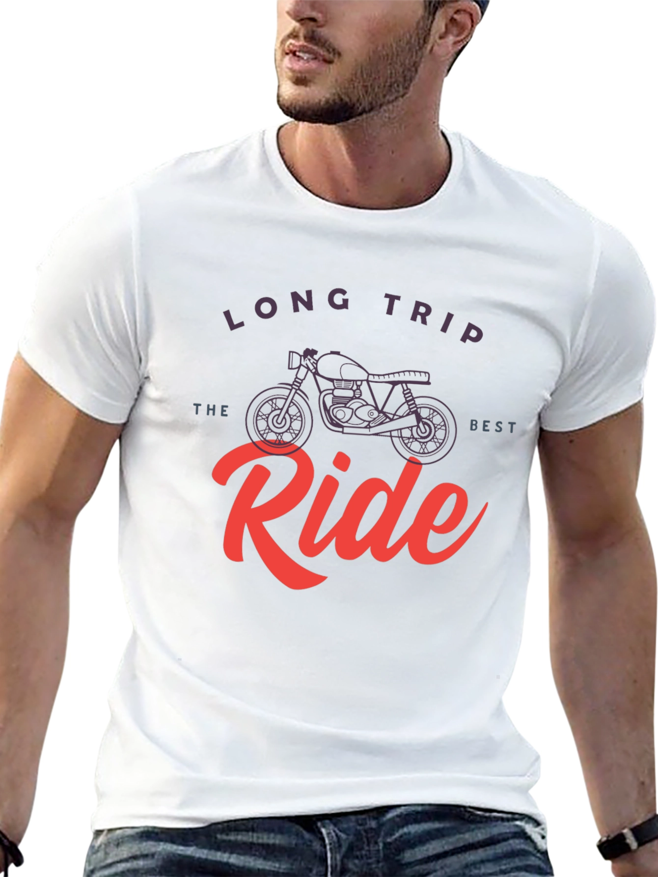Long Trip Best Ride Motorcycle Graphic T-Shirt