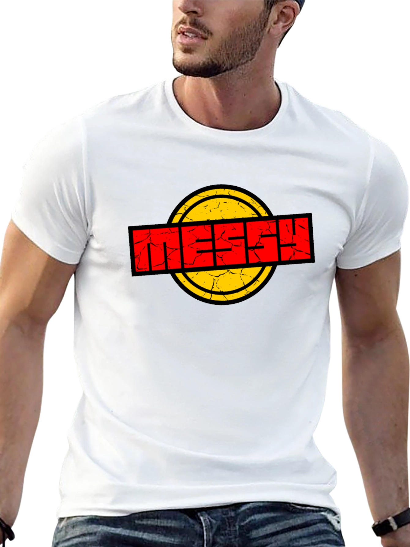 Messy Logo Graphic Tee - Black Cotton T-Shirt
