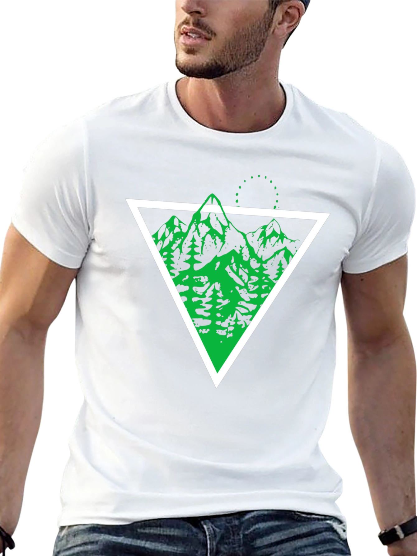 Geometric Mountain Graphic Tee - Black