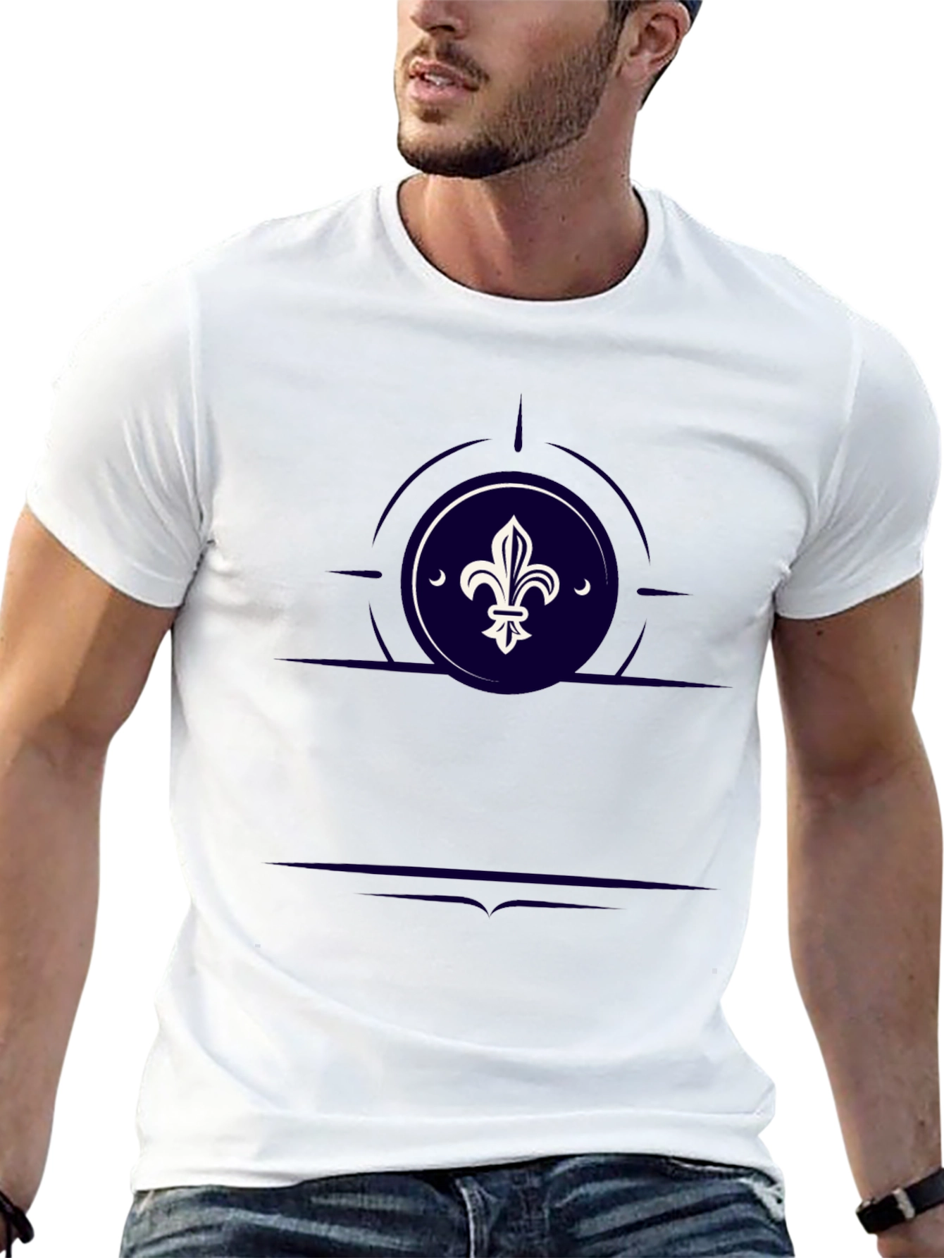 Fleur-de-lis Graphic Print Black T-Shirt