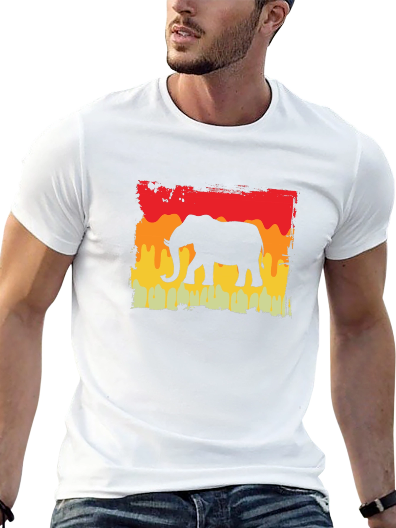 Elephant Silhouette Graphic Tee - Retro Style