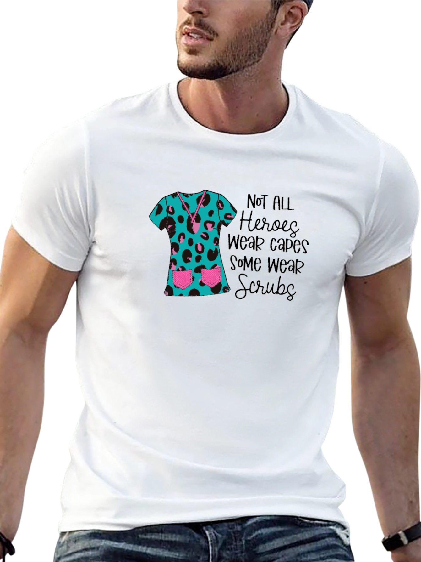Hero Scrubs Tee - Leopard Print Medical Apparel