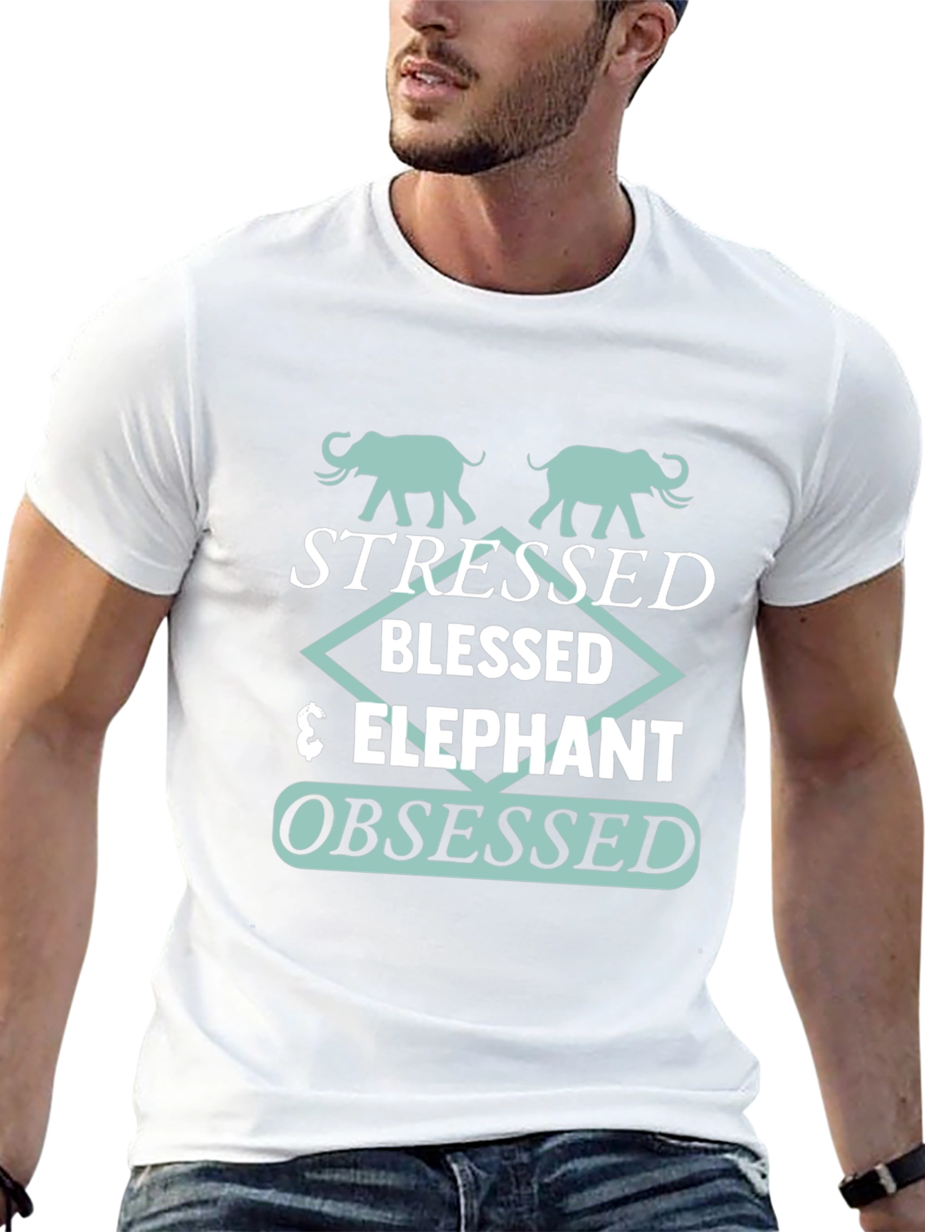 Stressed Blessed Elephant Obsessed Graphic Tee
