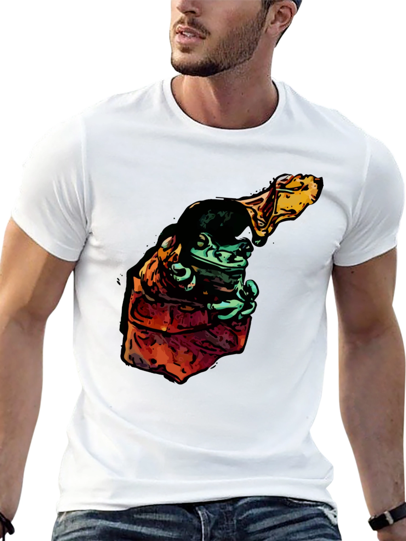 Frog in Hoodie Graphic Tee - Cool Cartoon Style