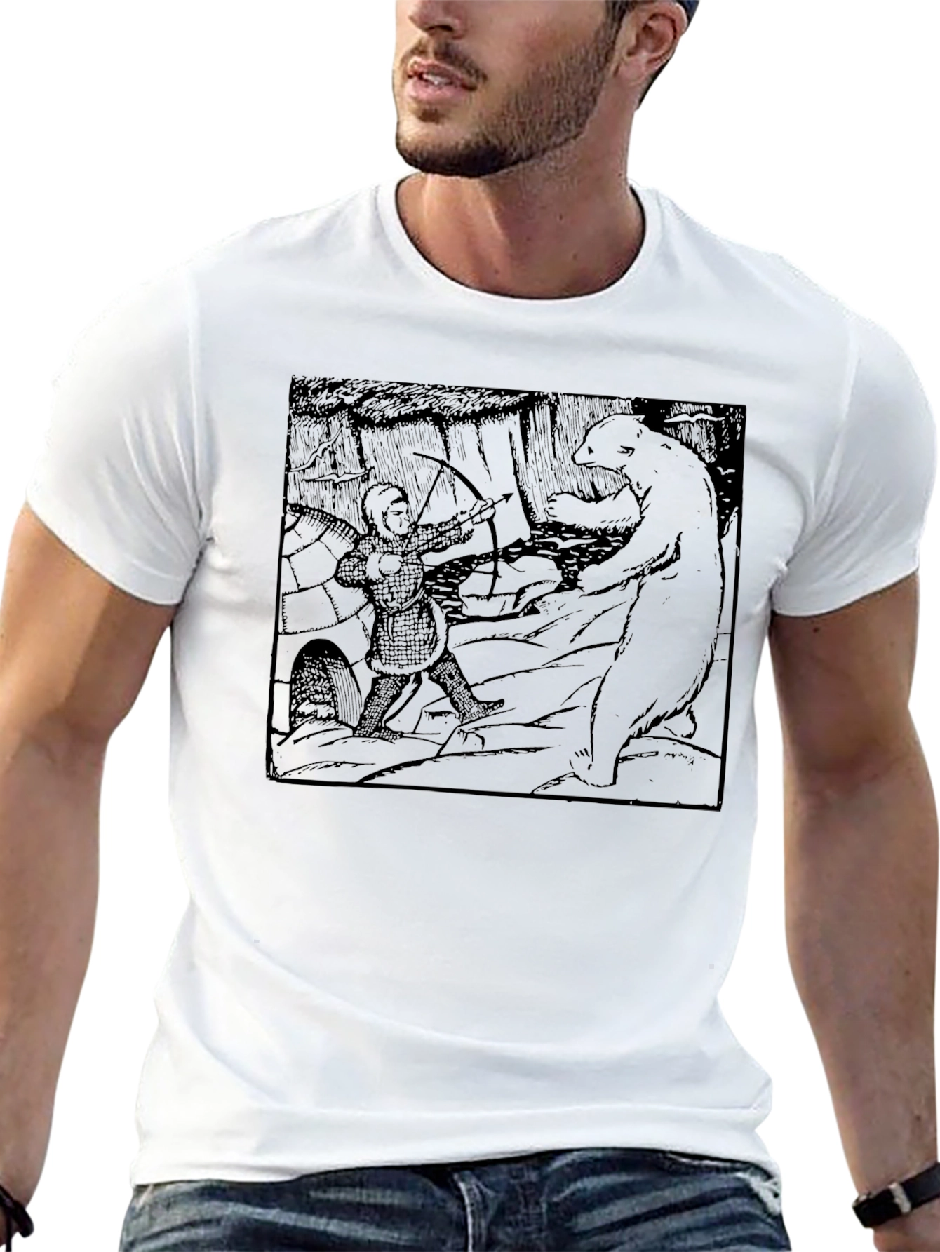 Archer vs Bear Graphic Tee - Black Cotton Blend